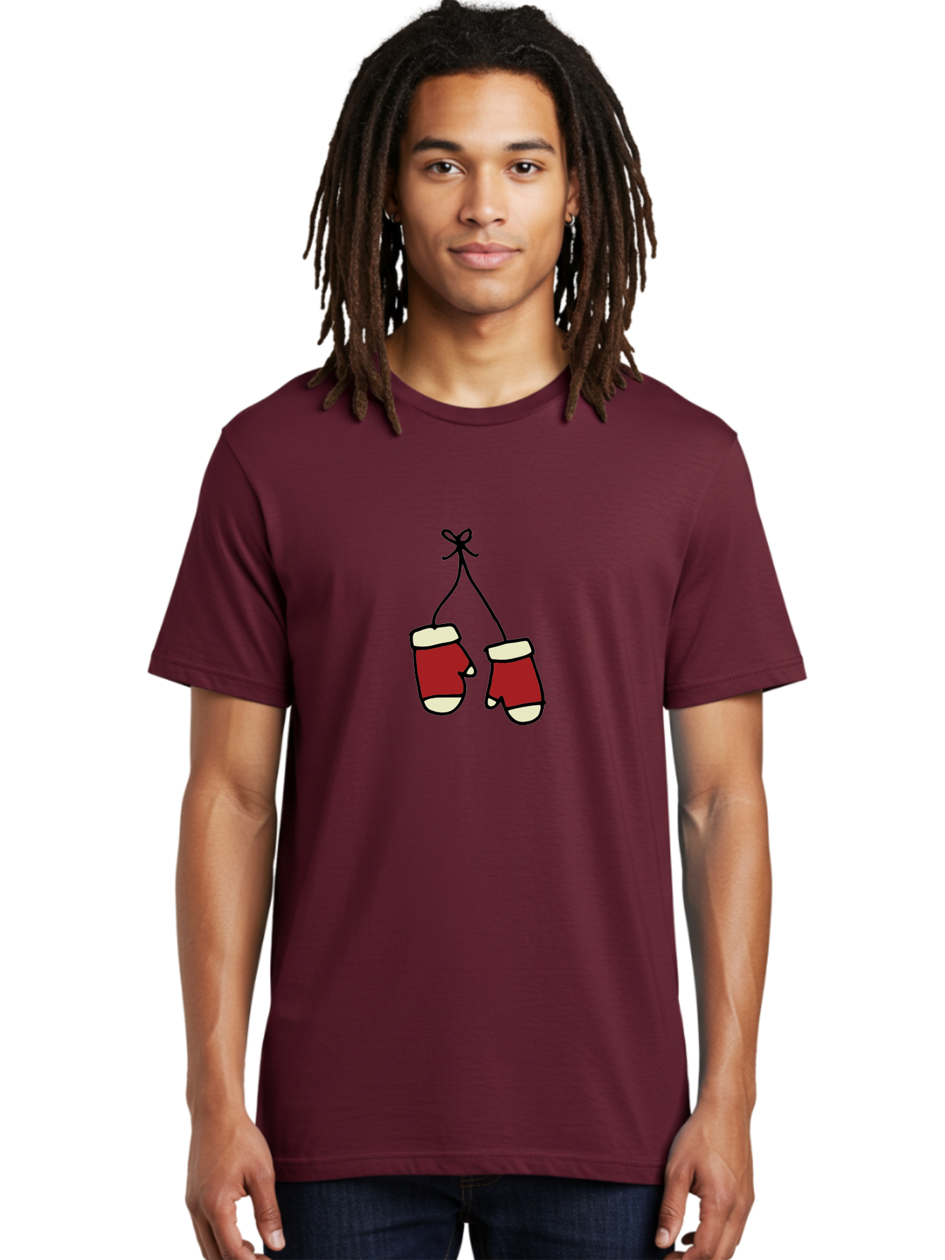 Hanging-Boxing-Gloves Men'S Graphic Tee, 100% Cotton, Comfortable Casual Summer Wear, Machine Washable, Christmas Stockings Hanging, Festive Decorations, Holiday Season, Red And White Stockings, Christmas Gifts, Festive Atmosphere, - Aaa909