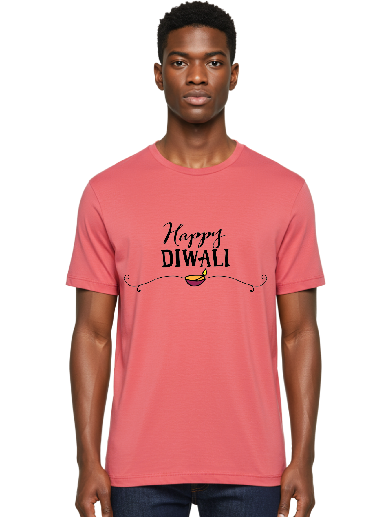 Happy-Diwali Men'S Graphic Tee, 100% Cotton, Comfortable Casual Summer Wear, Machine Washable, Diwali Wishes, Festival Of Lights, Diya Lamp, Happy Diwali, Celebration Greeting, Hindu Holiday, Diwali Wishes Card - Aaa911