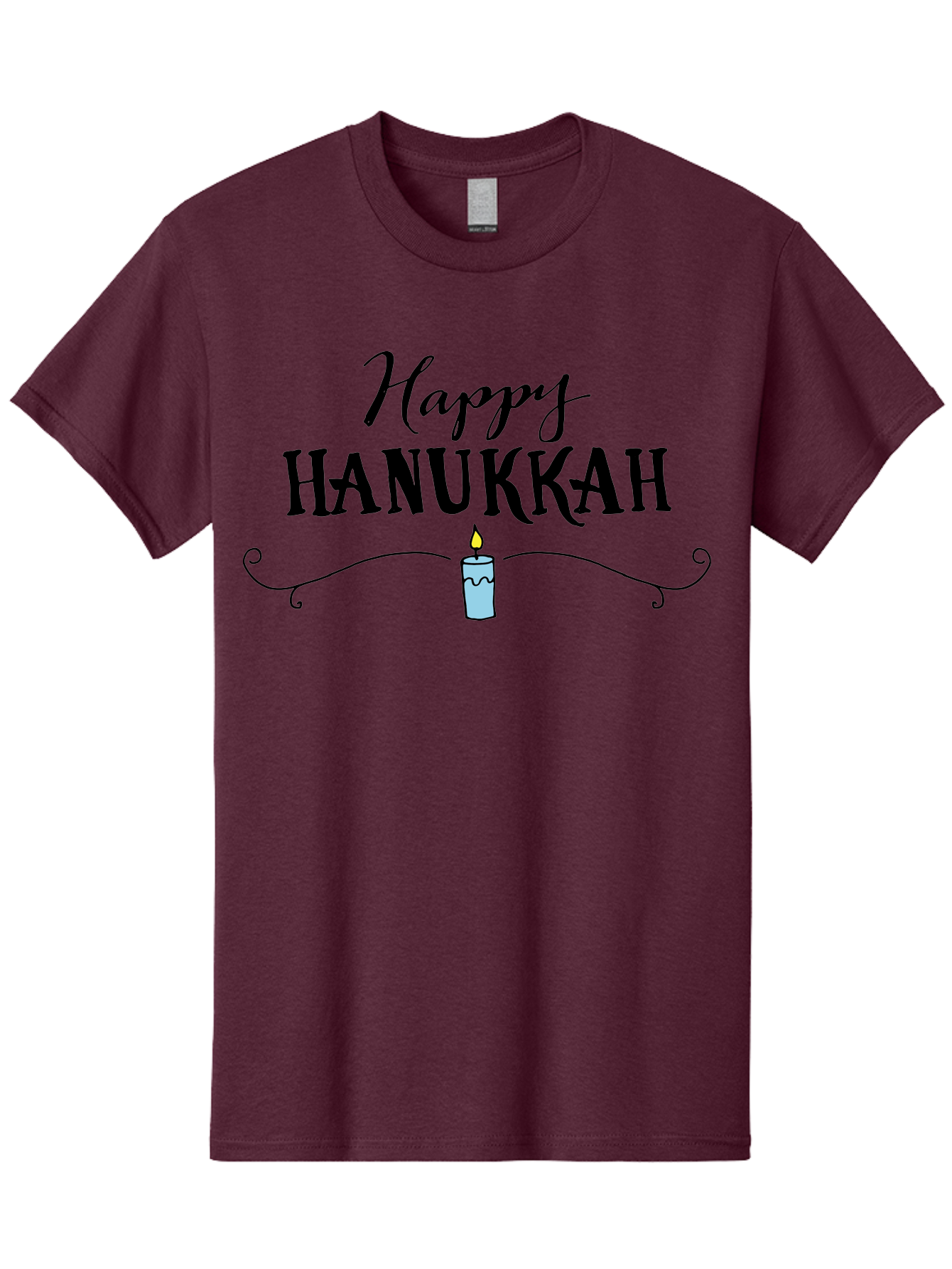 Happy-Hanukkah Men'S Graphic Tee, 100% Cotton, Comfortable Casual Summer Wear, Machine Washable, Happy Hanukkah, Hanukkah Candle, Menorah Candle, Jewish Holiday, Festive Greeting, Traditional Celebration, Holiday Wishes, Menorah Traditions - Aaa912
