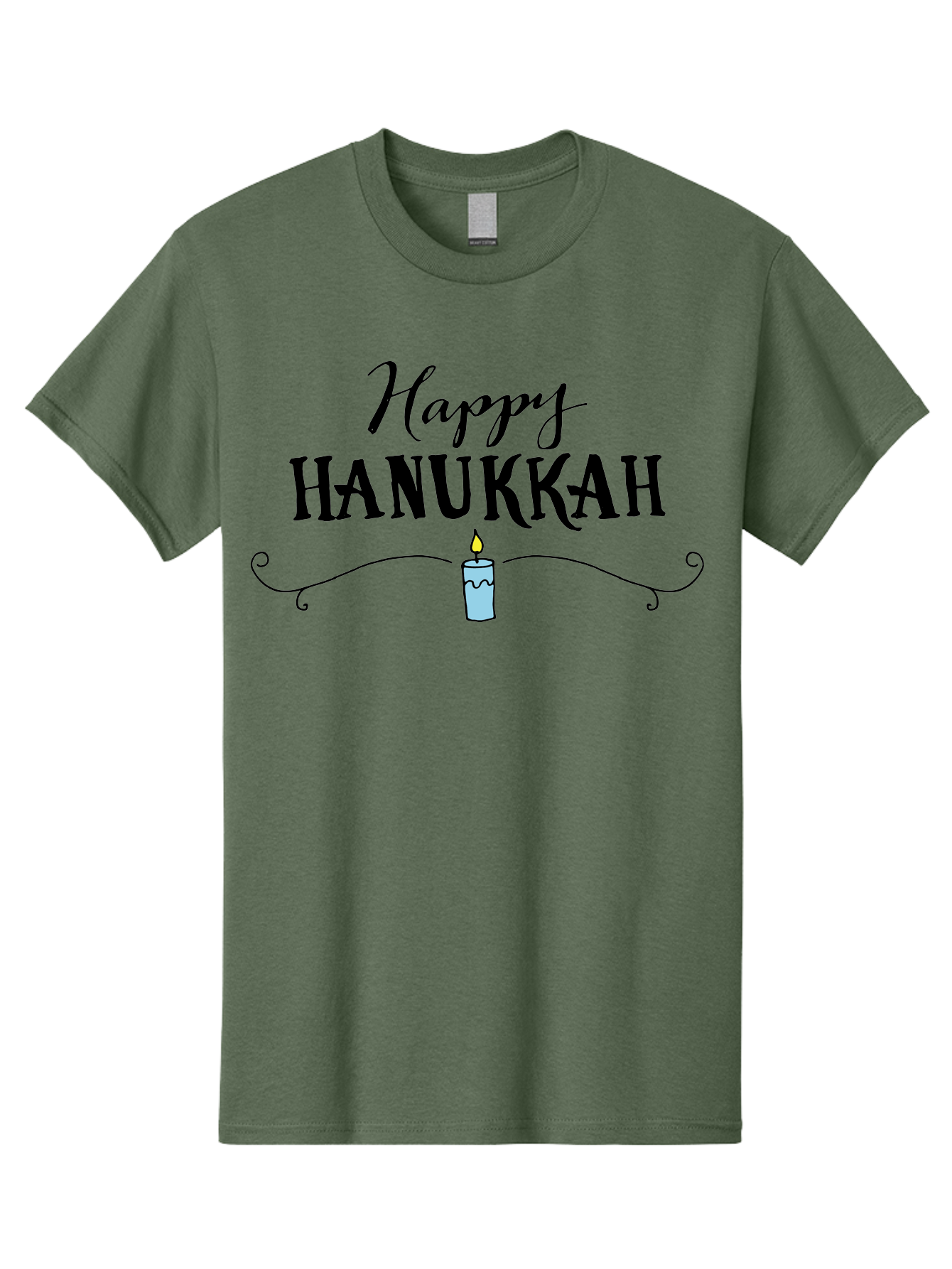 Happy-Hanukkah Men'S Graphic Tee, 100% Cotton, Comfortable Casual Summer Wear, Machine Washable, Happy Hanukkah, Hanukkah Candle, Menorah Candle, Jewish Holiday, Festive Greeting, Traditional Celebration, Holiday Wishes, Menorah Traditions - Aaa912