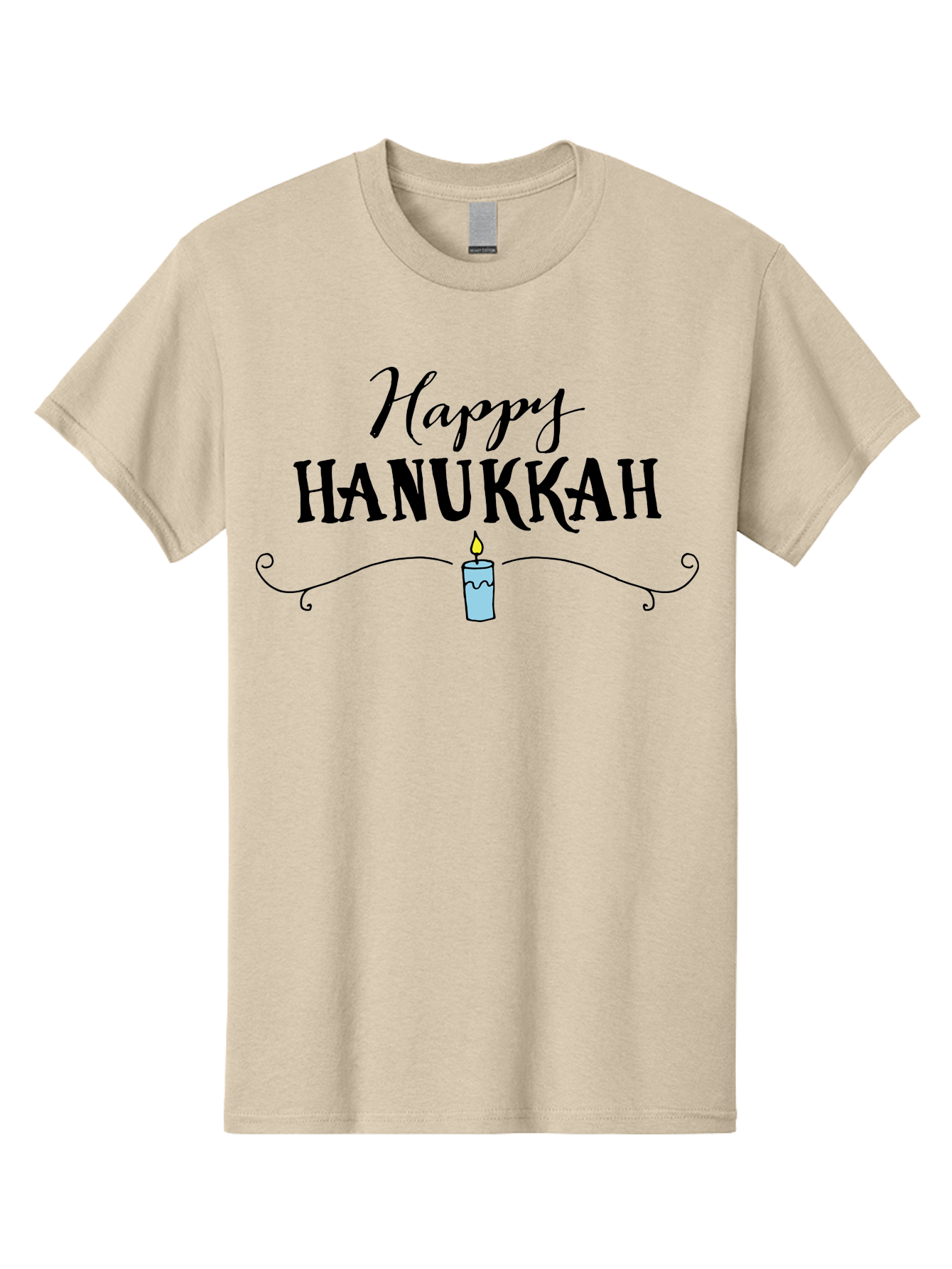 Happy-Hanukkah Men'S Graphic Tee, 100% Cotton, Comfortable Casual Summer Wear, Machine Washable, Happy Hanukkah, Hanukkah Candle, Menorah Candle, Jewish Holiday, Festive Greeting, Traditional Celebration, Holiday Wishes, Menorah Traditions - Aaa912
