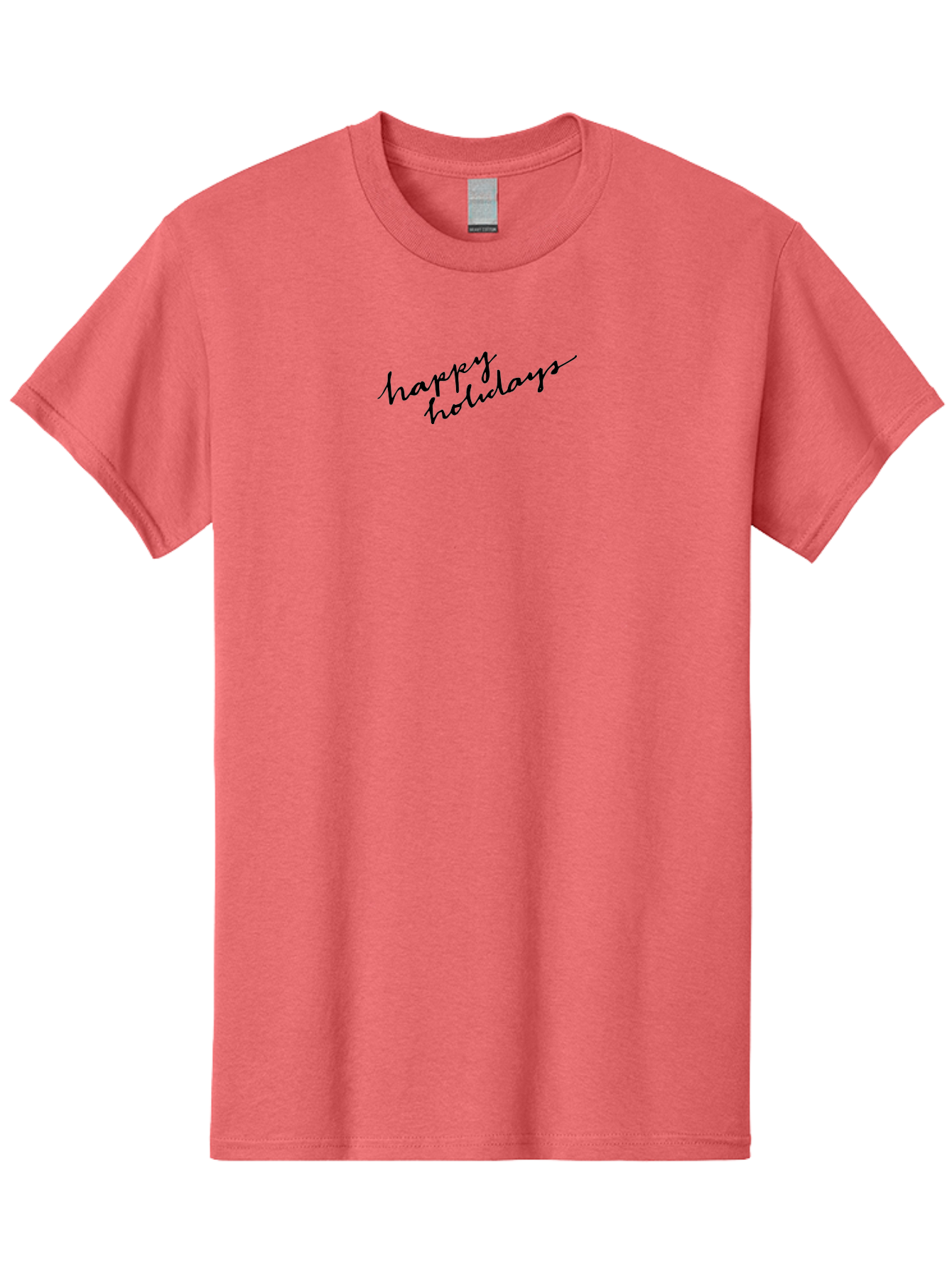 Happy-Holidays-1 Men'S Graphic Tee, 100% Cotton, Comfortable Casual Summer Wear, Machine Washable, Happy Holidays, Winter Season, Festive Wishes, Holiday Greetings, Seasonal Message, Black Calligraphy - Aaa913