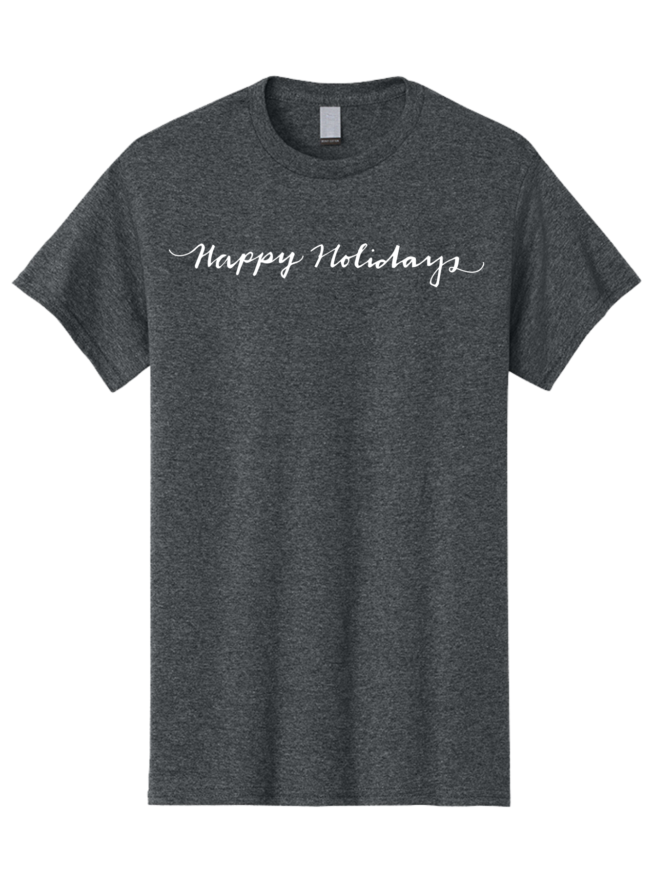 Happy-Holidays-2 Men'S Graphic Tee, 100% Cotton, Comfortable Casual Summer Wear, Machine Washable, Holiday Greeting, Festive Wishes, Seasonal Message, White Cursive Text, Celebration Message, Joyful Greetings, Happy Holidays - Aaa914