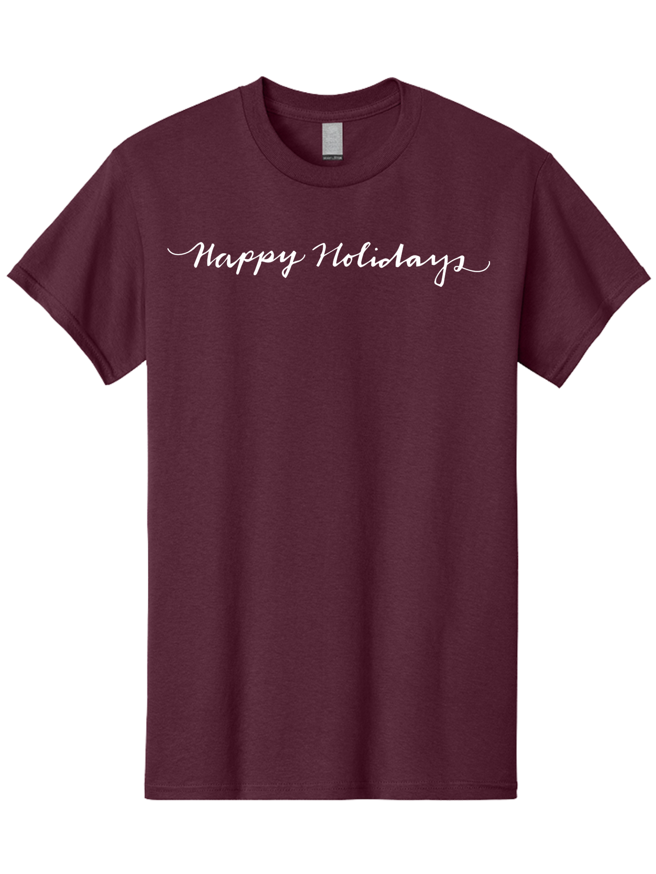 Happy-Holidays-2 Men'S Graphic Tee, 100% Cotton, Comfortable Casual Summer Wear, Machine Washable, Holiday Greeting, Festive Wishes, Seasonal Message, White Cursive Text, Celebration Message, Joyful Greetings, Happy Holidays - Aaa914