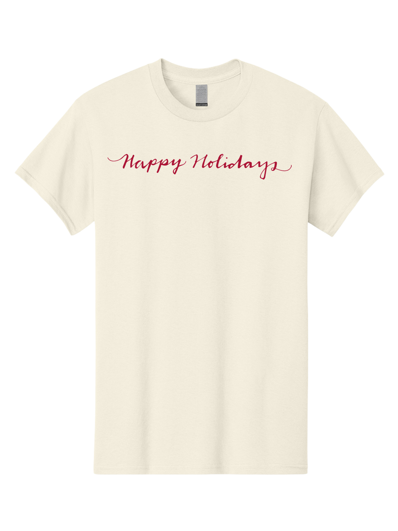 Happy-Holidays-3 Men'S Graphic Tee, 100% Cotton, Comfortable Casual Summer Wear, Machine Washable, Happy Holidays, Holiday Wishes, Festive Greetings, Red Script, Cursive Font, Holiday Season - Aaa915
