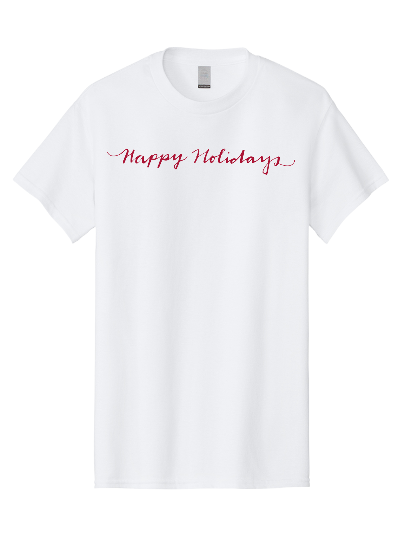 Happy-Holidays-3 Men'S Graphic Tee, 100% Cotton, Comfortable Casual Summer Wear, Machine Washable, Happy Holidays, Holiday Wishes, Festive Greetings, Red Script, Cursive Font, Holiday Season - Aaa915