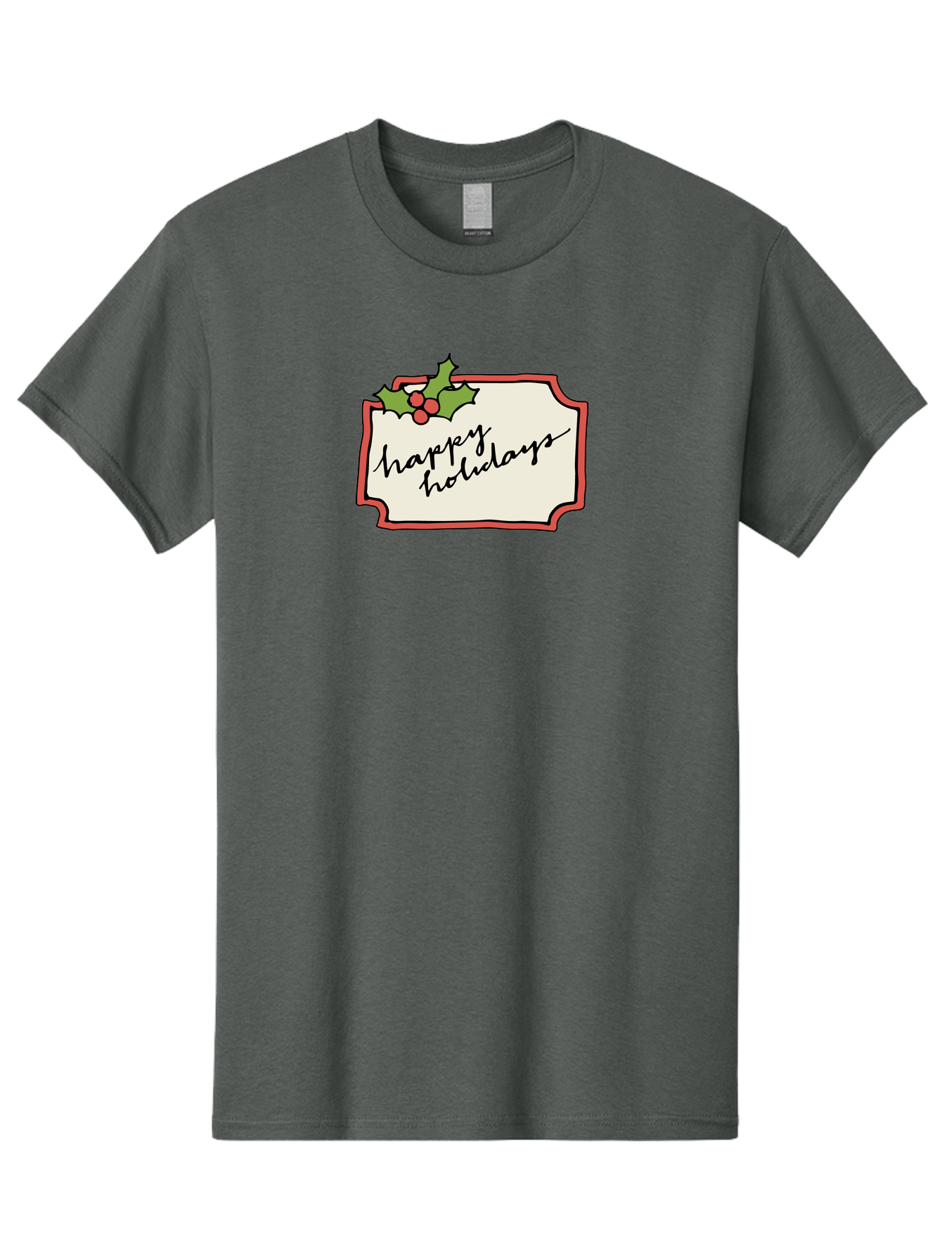 Happy-Holidays Men'S Graphic Tee, 100% Cotton, Comfortable Casual Summer Wear, Machine Washable, Happy Holidays, Festive Season, Holiday Cheer, Red Berries, Holly Leaves, Greeting Card, Celebration, Winter Wonderland, Joyous Occasion, - Aaa921