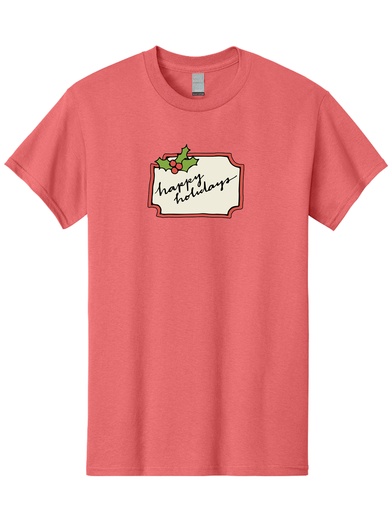 Happy-Holidays Men'S Graphic Tee, 100% Cotton, Comfortable Casual Summer Wear, Machine Washable, Happy Holidays, Festive Season, Holiday Cheer, Red Berries, Holly Leaves, Greeting Card, Celebration, Winter Wonderland, Joyous Occasion, - Aaa921