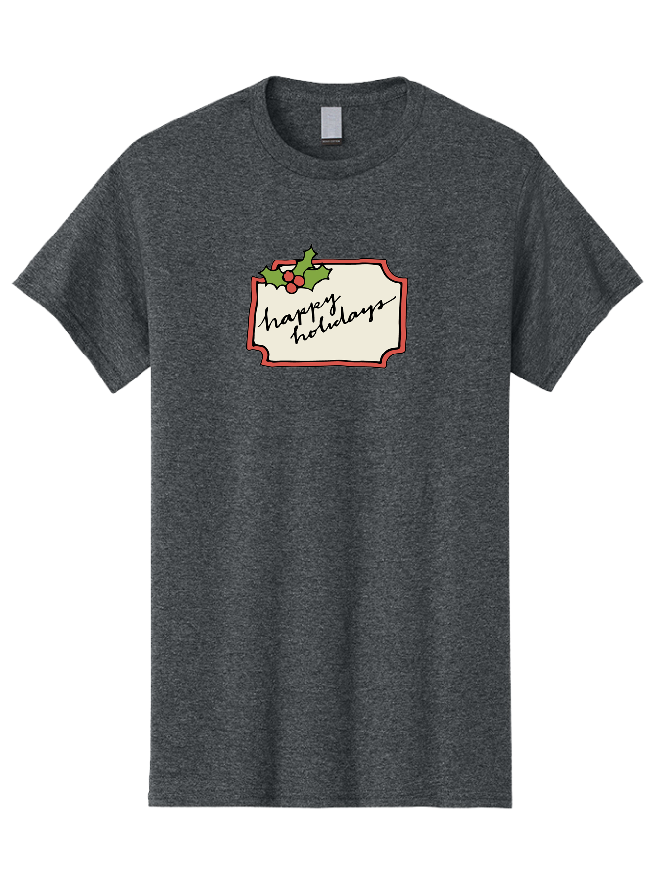 Happy-Holidays Men'S Graphic Tee, 100% Cotton, Comfortable Casual Summer Wear, Machine Washable, Happy Holidays, Festive Season, Holiday Cheer, Red Berries, Holly Leaves, Greeting Card, Celebration, Winter Wonderland, Joyous Occasion, - Aaa921