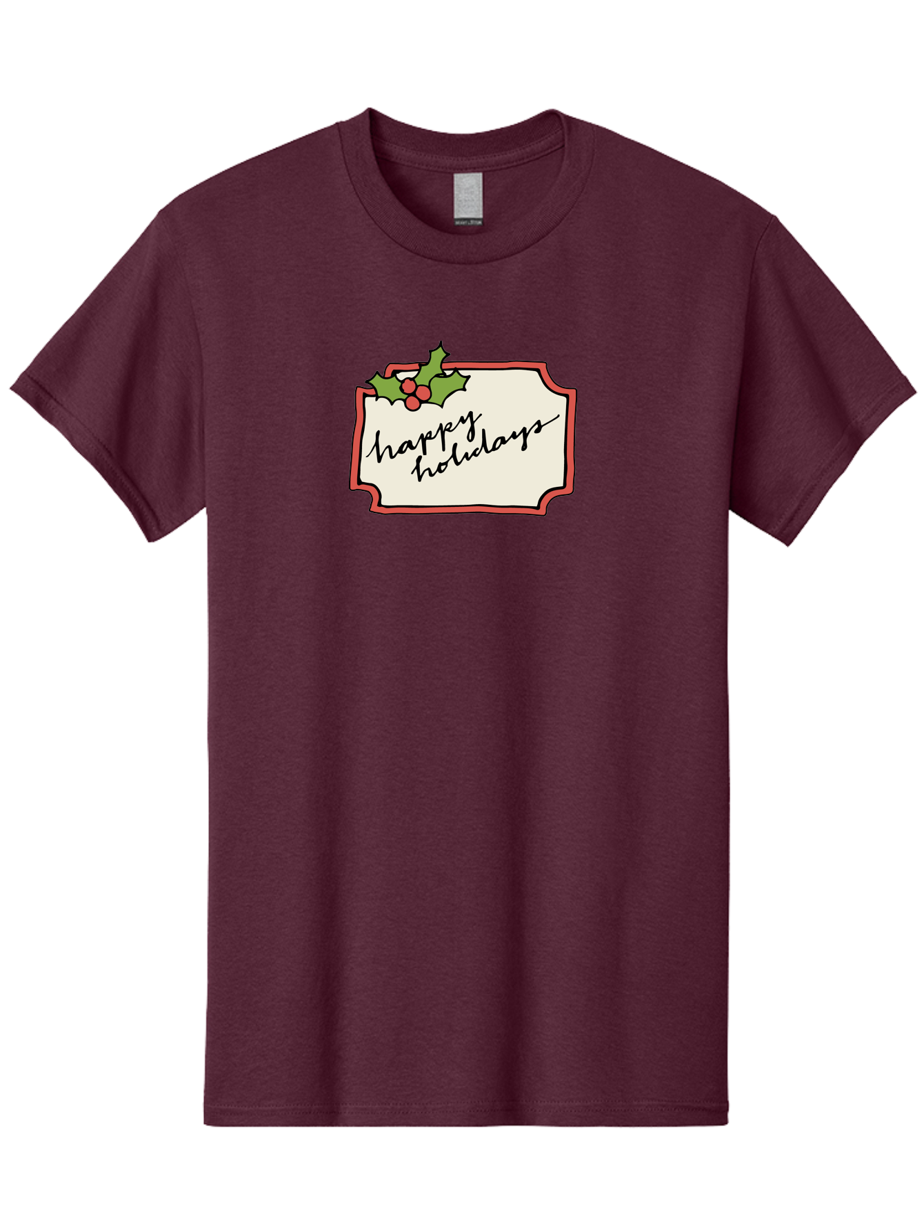 Happy-Holidays Men'S Graphic Tee, 100% Cotton, Comfortable Casual Summer Wear, Machine Washable, Happy Holidays, Festive Season, Holiday Cheer, Red Berries, Holly Leaves, Greeting Card, Celebration, Winter Wonderland, Joyous Occasion, - Aaa921