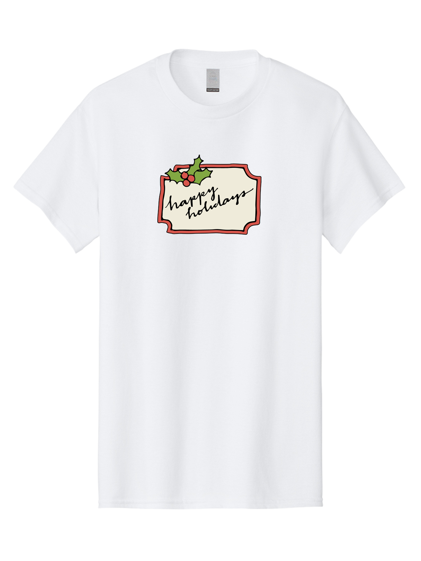 Happy-Holidays Men'S Graphic Tee, 100% Cotton, Comfortable Casual Summer Wear, Machine Washable, Happy Holidays, Festive Season, Holiday Cheer, Red Berries, Holly Leaves, Greeting Card, Celebration, Winter Wonderland, Joyous Occasion, - Aaa921