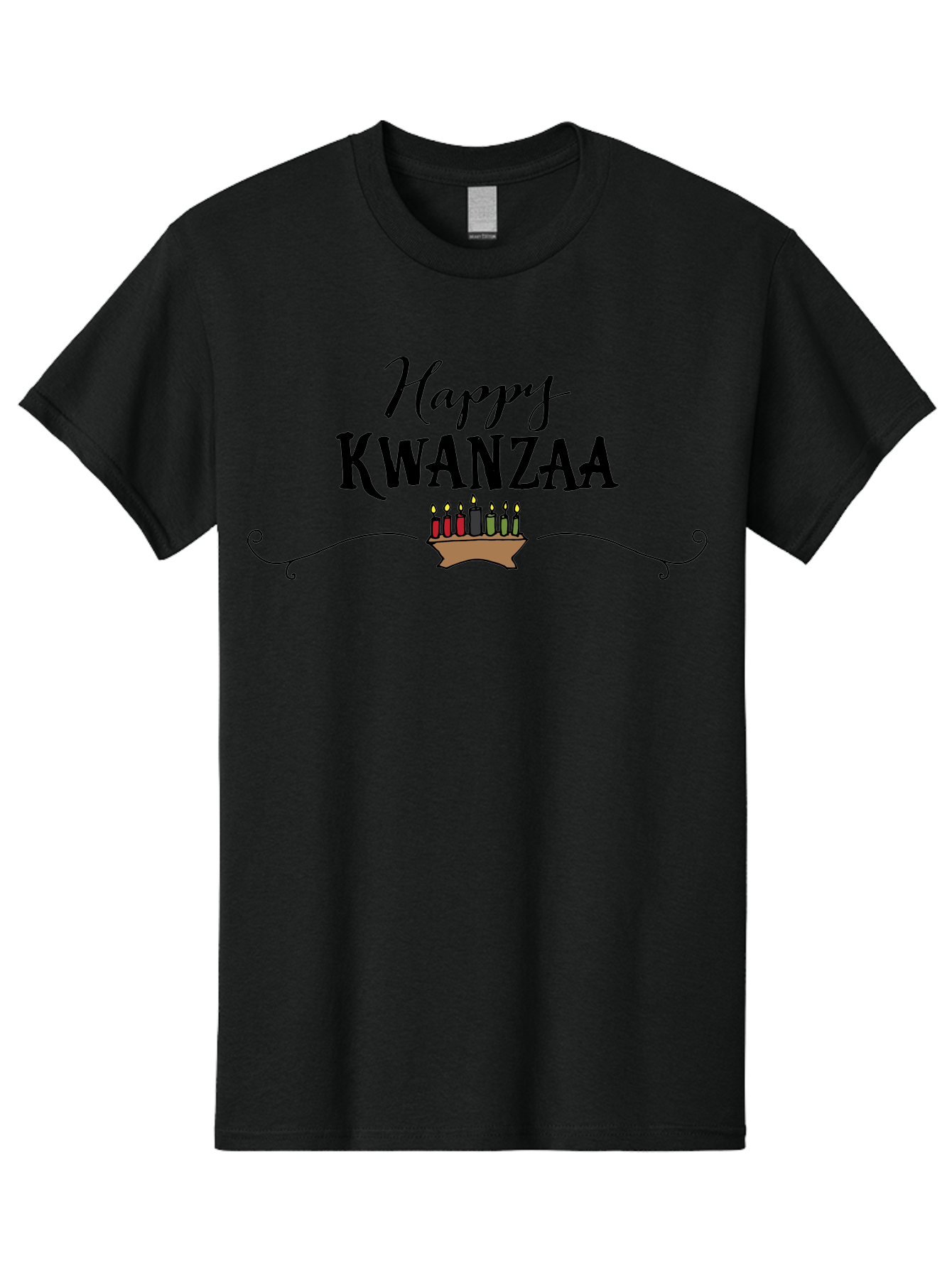 Happy-Kwanzaa Men'S Graphic Tee, 100% Cotton, Comfortable Casual Summer Wear, Machine Washable, Happy Kwanzaa, Kinara Candles, African American Culture, Celebration, Unity, Community, Holiday Greeting - Aaa922