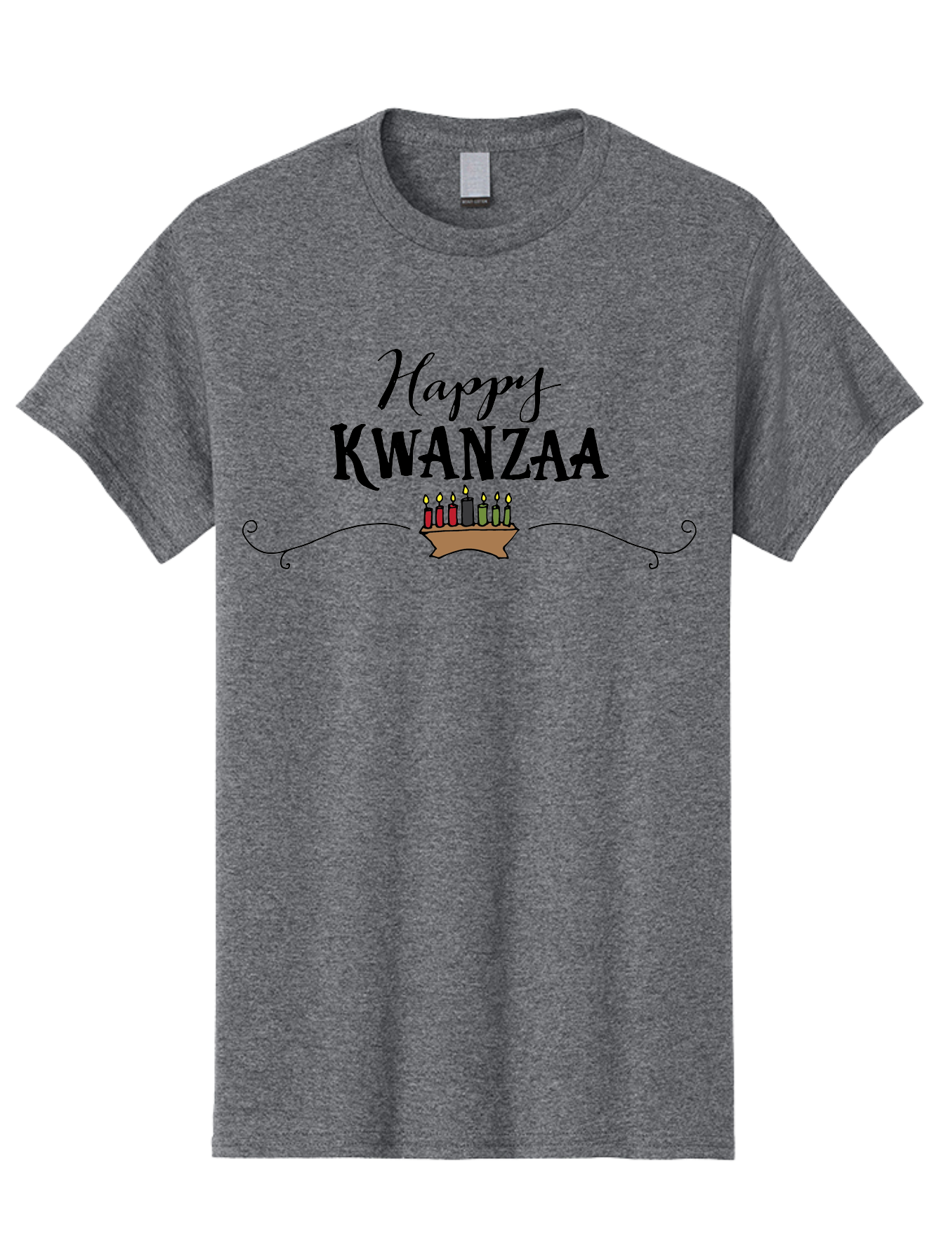 Happy-Kwanzaa Men'S Graphic Tee, 100% Cotton, Comfortable Casual Summer Wear, Machine Washable, Happy Kwanzaa, Kinara Candles, African American Culture, Celebration, Unity, Community, Holiday Greeting - Aaa922