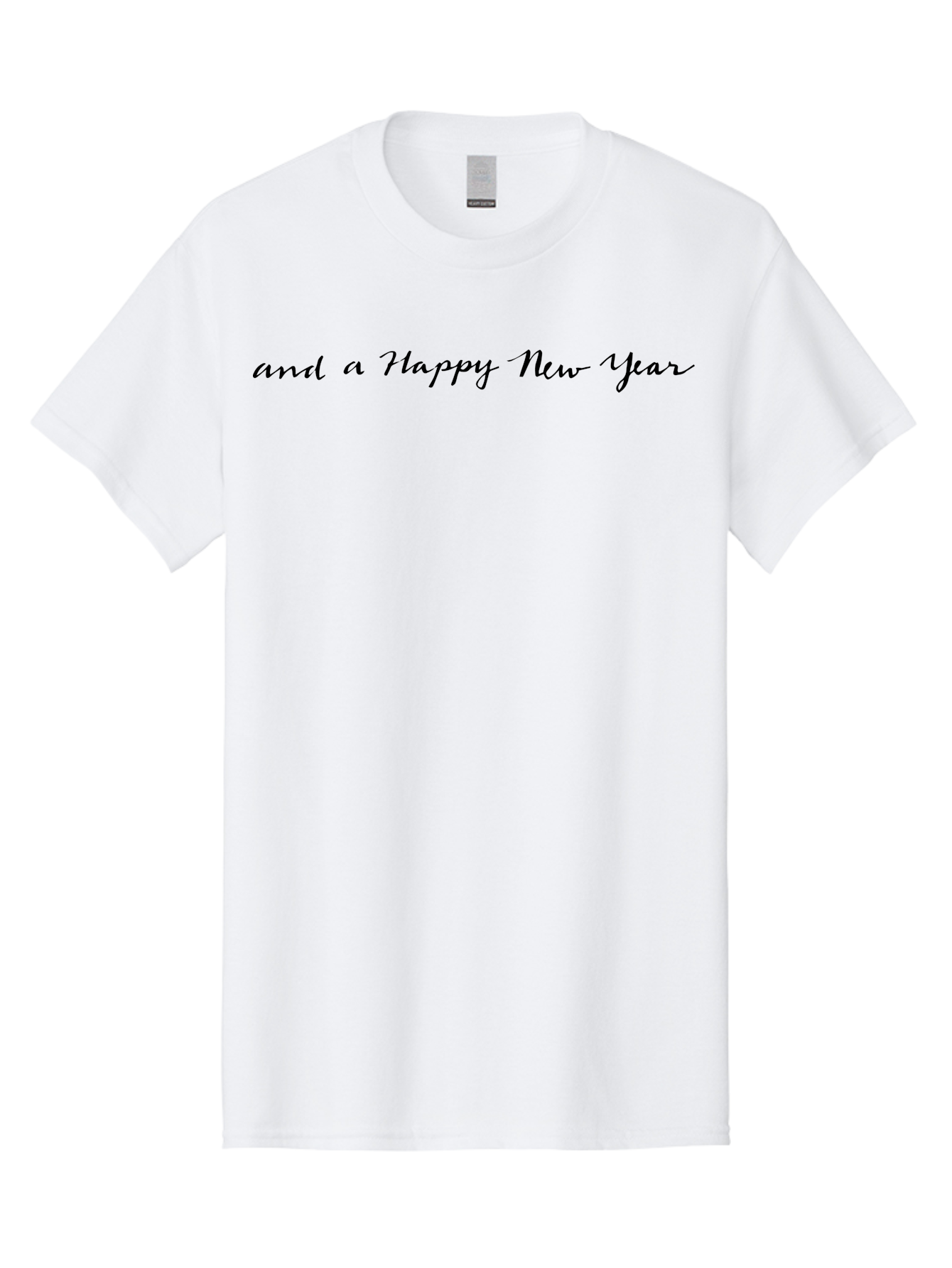 Happy-New-Year-1 Men'S Graphic Tee, 100% Cotton, Comfortable Casual Summer Wear, Machine Washable, Happy New Year Wishes, New Year Greeting, Holiday Message, Celebratory Text, Cursive Script, Festive Wishes, New Beginnings - Aaa923