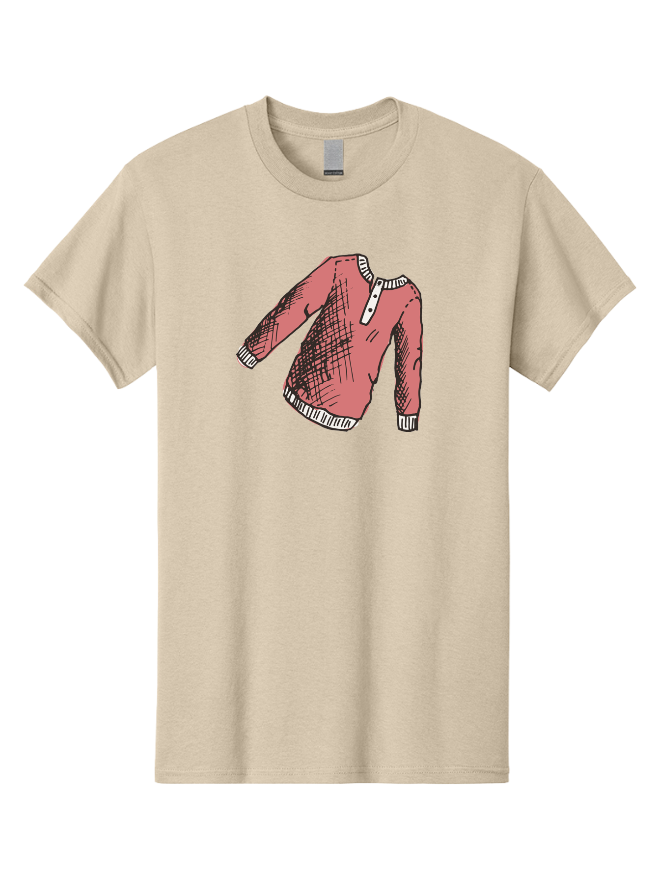 Henley-Shirt Men'S Graphic Tee, 100% Cotton, Comfortable Casual Summer Wear, Machine Washable, Pink Sweater, Casual Wear, Knitted Fabric, White Trim, Three-Button Placket, Scratchy Sketch Lines, Fashion Illustration, Clothing Design, - Aaa926