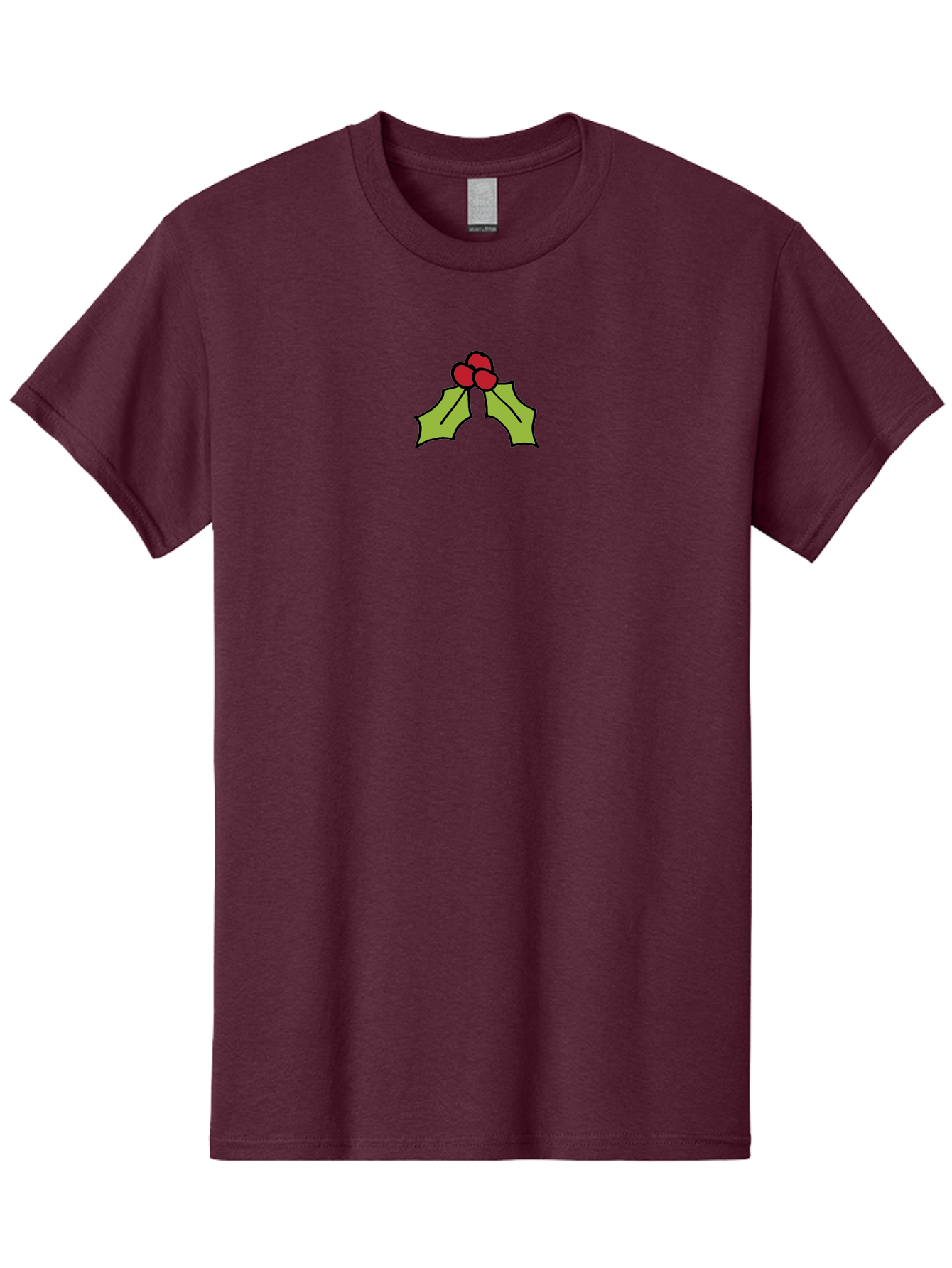 Holly-5 Men'S Graphic Tee, 100% Cotton, Comfortable Casual Summer Wear, Machine Washable, Holiday Decoration, Festive Symbol, Christmas Icon, Red Berries, Green Leaves, Winter Decor, Seasonal Graphic, Cartoon Illustration, Simple Design - Aaa932