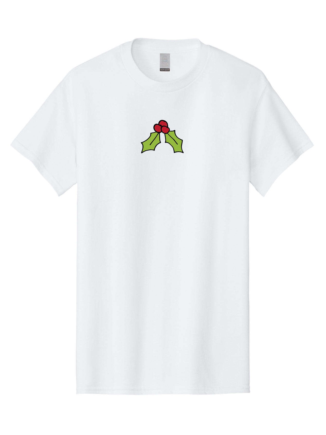 Holly-5 Men'S Graphic Tee, 100% Cotton, Comfortable Casual Summer Wear, Machine Washable, Holiday Decoration, Festive Symbol, Christmas Icon, Red Berries, Green Leaves, Winter Decor, Seasonal Graphic, Cartoon Illustration, Simple Design - Aaa932