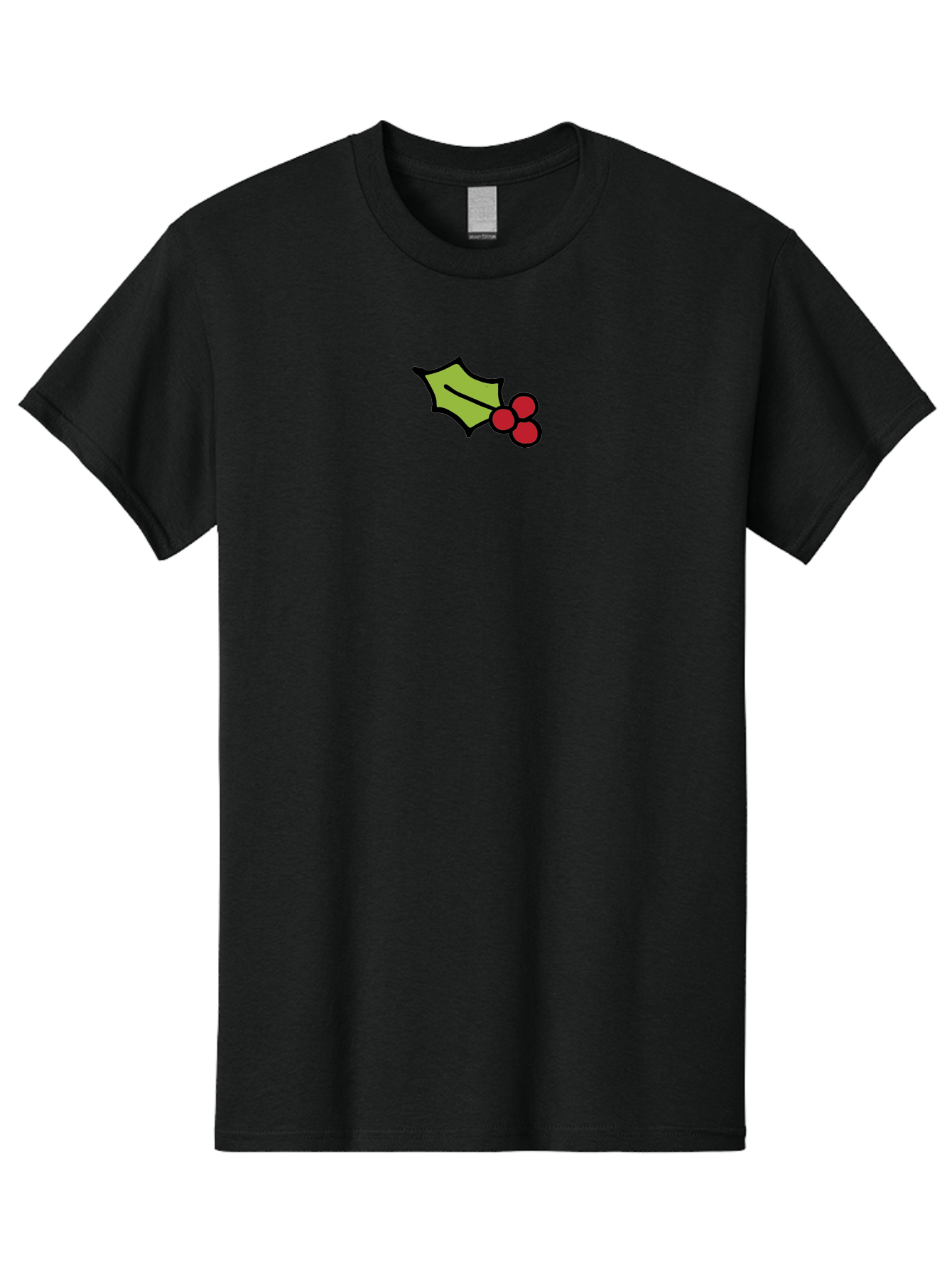 Holly-Leaves-And-Berries-1 Men'S Graphic Tee, 100% Cotton, Comfortable Casual Summer Wear, Machine Washable, Holly Leaf Illustration, Red Berries, Festive Decor, Holiday Theme, Christmas Symbol, Winter Decoration, Cartoon Style, - Aaa934