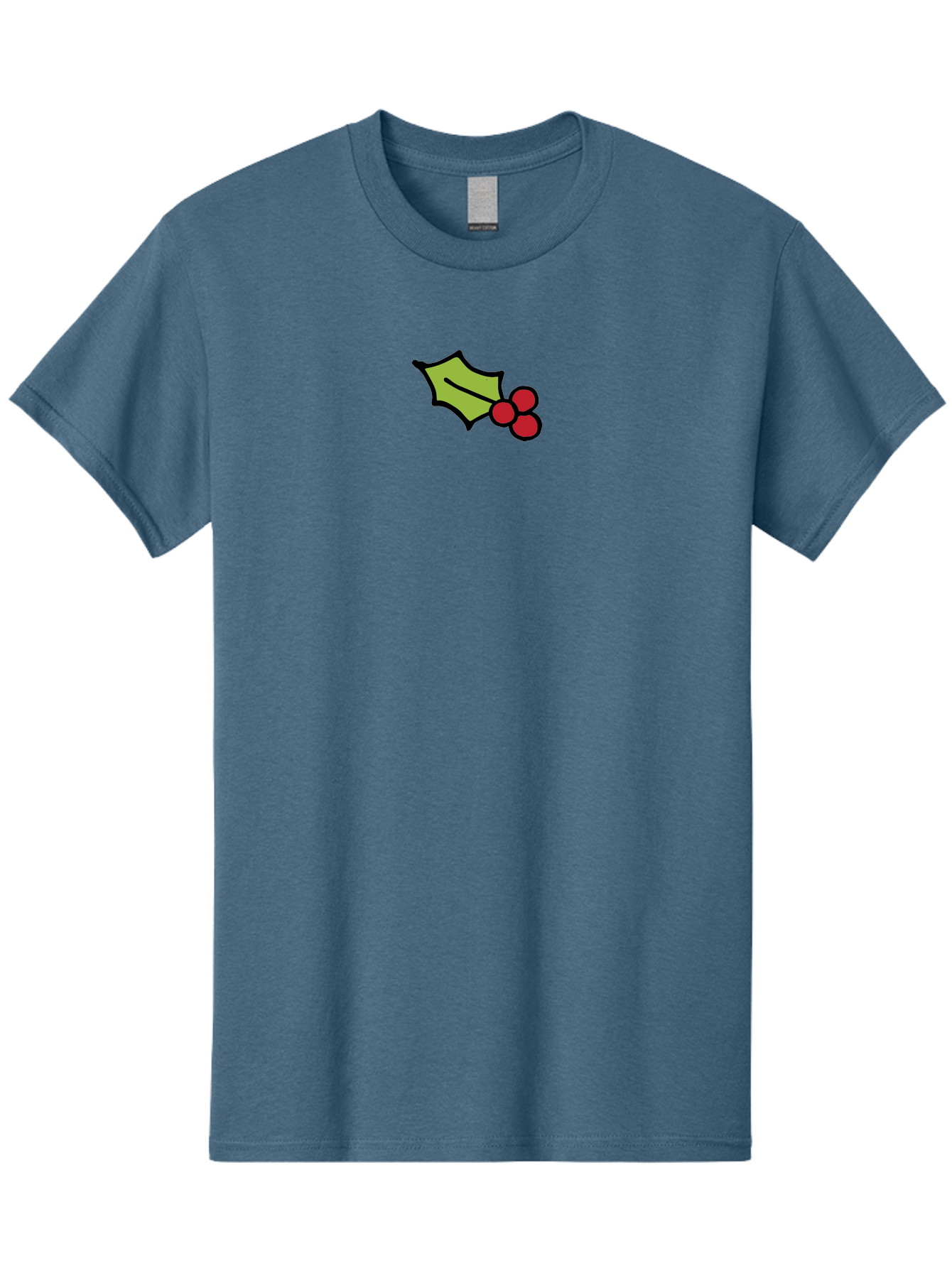 Holly-Leaves-And-Berries-1 Men'S Graphic Tee, 100% Cotton, Comfortable Casual Summer Wear, Machine Washable, Holly Leaf Illustration, Red Berries, Festive Decor, Holiday Theme, Christmas Symbol, Winter Decoration, Cartoon Style, - Aaa934