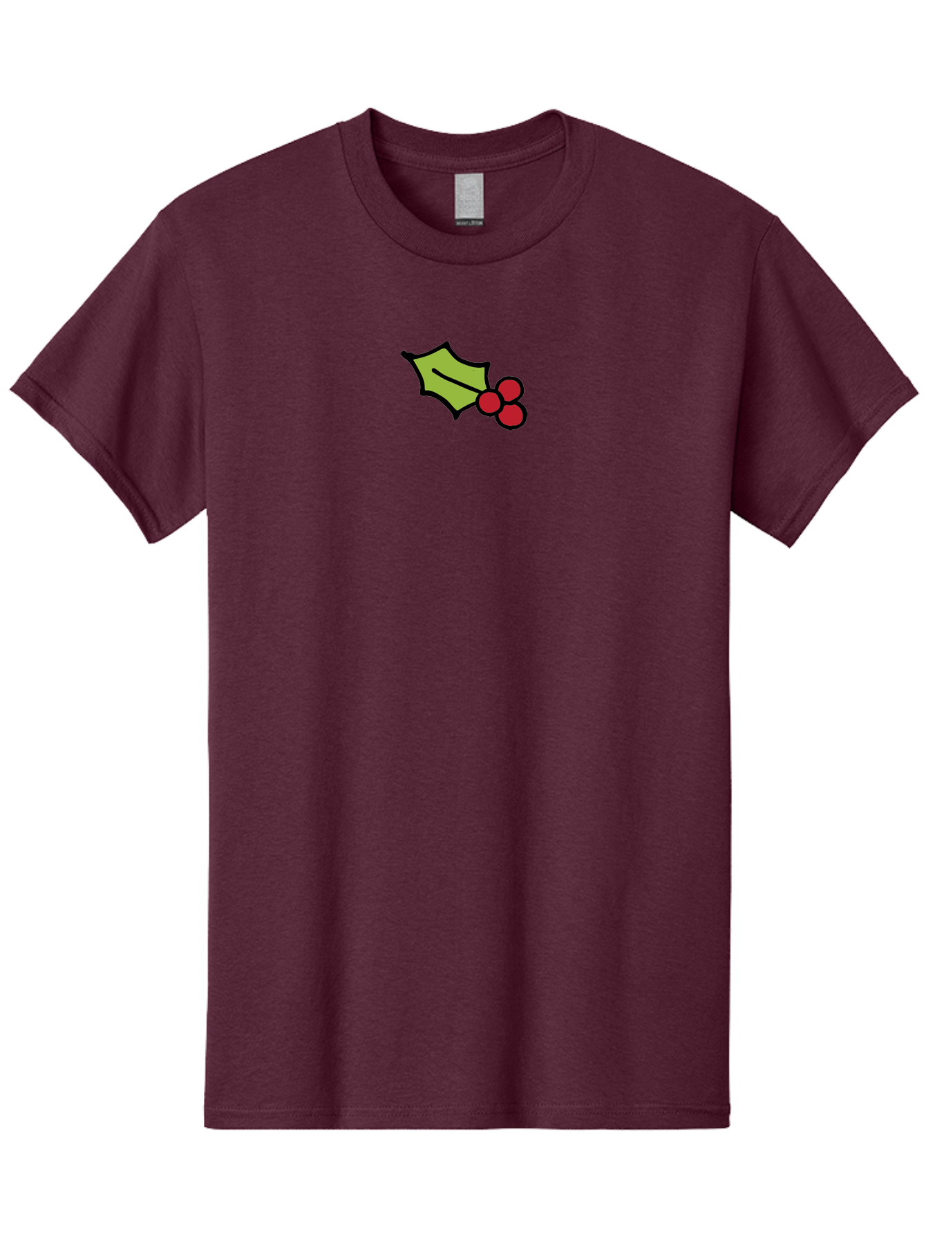 Holly-Leaves-And-Berries-1 Men'S Graphic Tee, 100% Cotton, Comfortable Casual Summer Wear, Machine Washable, Holly Leaf Illustration, Red Berries, Festive Decor, Holiday Theme, Christmas Symbol, Winter Decoration, Cartoon Style, - Aaa934