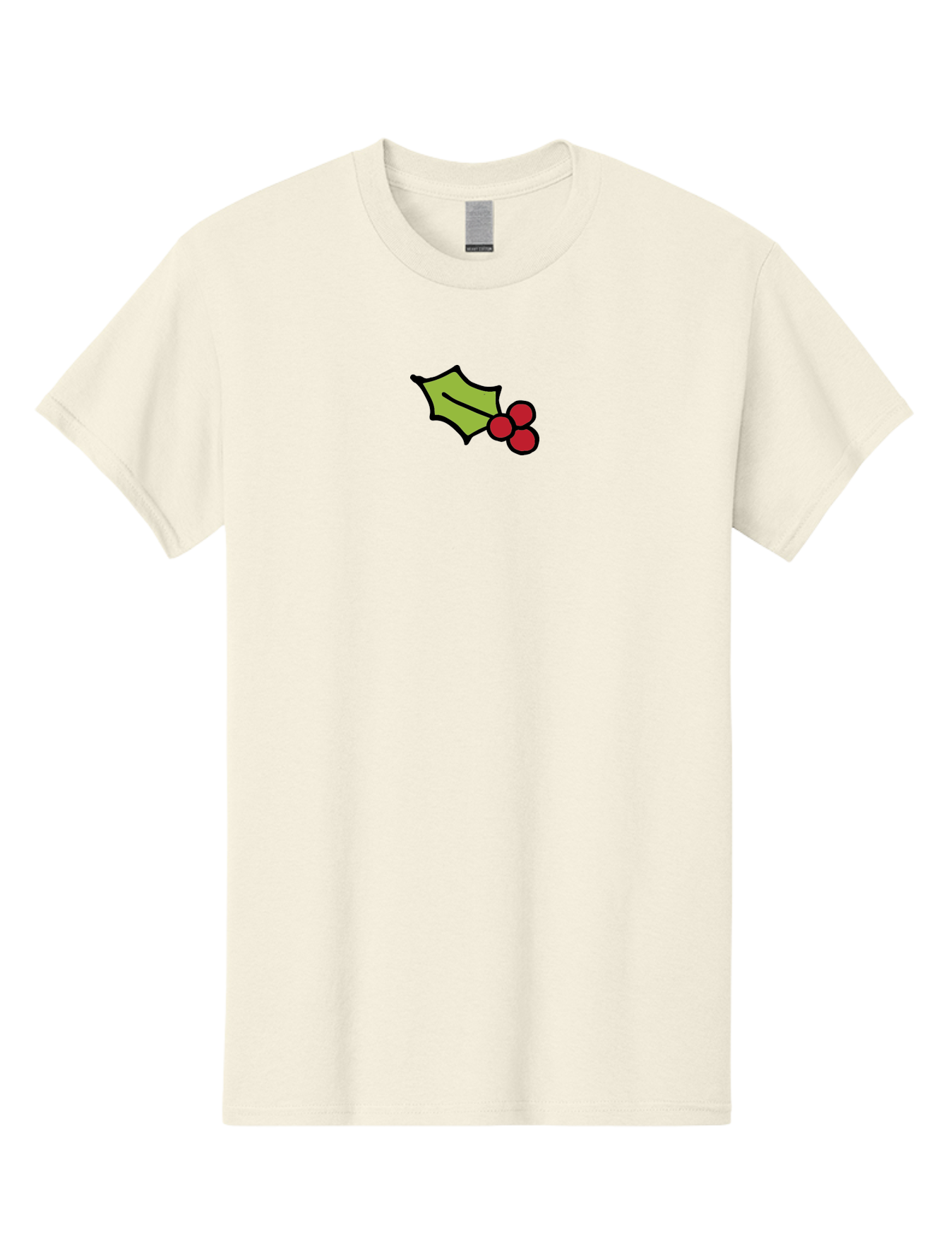 Holly-Leaves-And-Berries-1 Men'S Graphic Tee, 100% Cotton, Comfortable Casual Summer Wear, Machine Washable, Holly Leaf Illustration, Red Berries, Festive Decor, Holiday Theme, Christmas Symbol, Winter Decoration, Cartoon Style, - Aaa934
