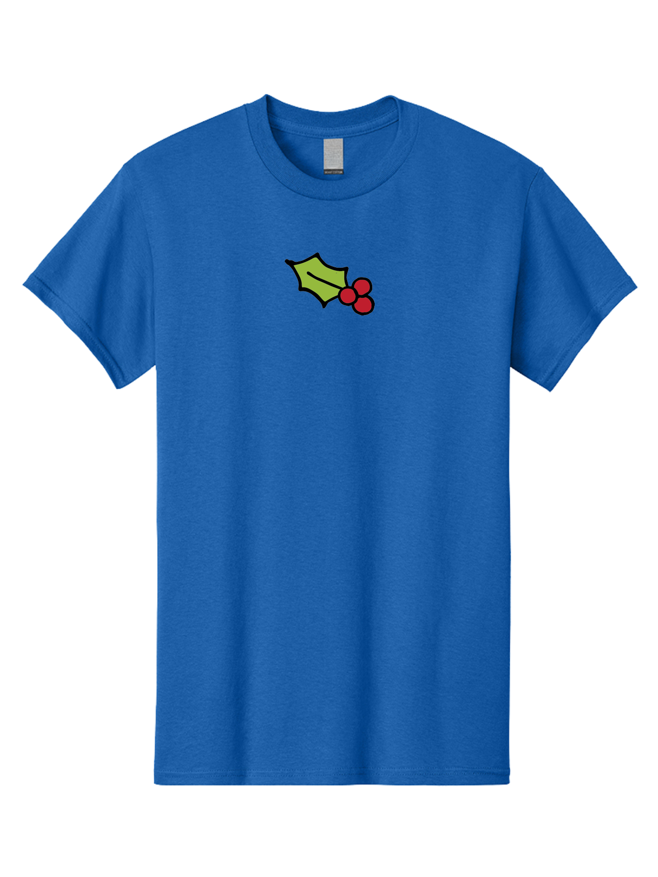 Holly-Leaves-And-Berries-1 Men'S Graphic Tee, 100% Cotton, Comfortable Casual Summer Wear, Machine Washable, Holly Leaf Illustration, Red Berries, Festive Decor, Holiday Theme, Christmas Symbol, Winter Decoration, Cartoon Style, - Aaa934