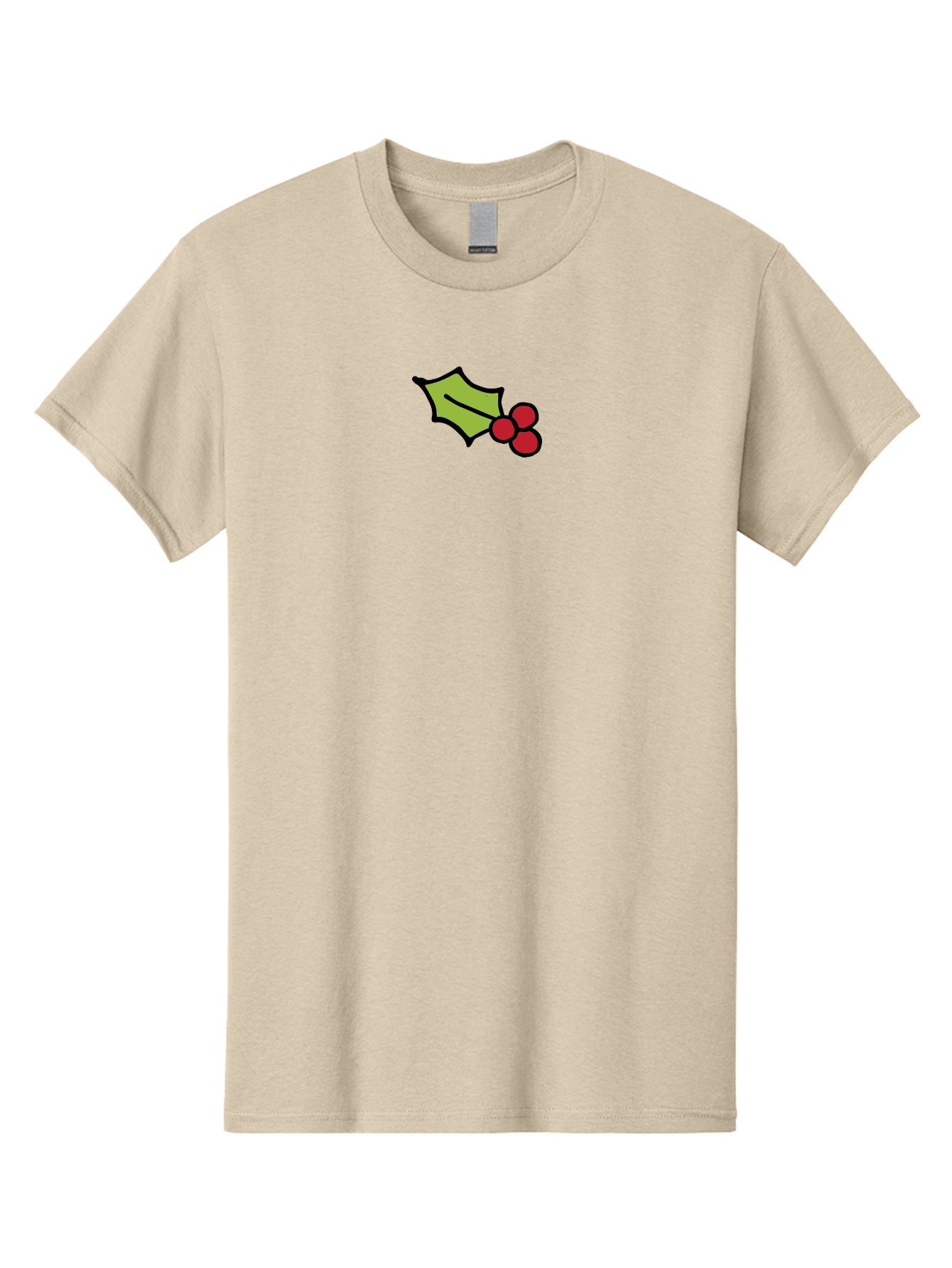 Holly-Leaves-And-Berries-1 Men'S Graphic Tee, 100% Cotton, Comfortable Casual Summer Wear, Machine Washable, Holly Leaf Illustration, Red Berries, Festive Decor, Holiday Theme, Christmas Symbol, Winter Decoration, Cartoon Style, - Aaa934