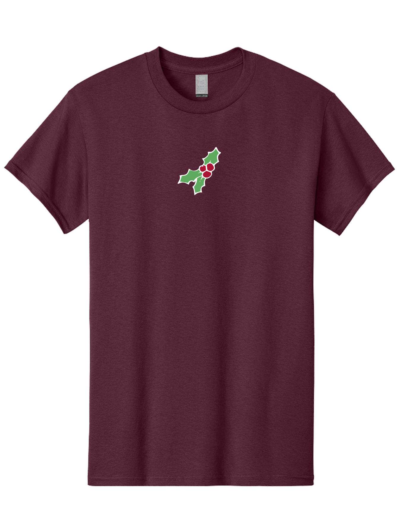 Holly-Leaves-And-Berries Men'S Graphic Tee, 100% Cotton, Comfortable Casual Summer Wear, Machine Washable, Holly Leaves, Red Berries, Festive Greenery, Christmas Decoration, Winter Symbol, Holiday Icon, Seasonal Motif, Festive Holiday Decor - Aaa935