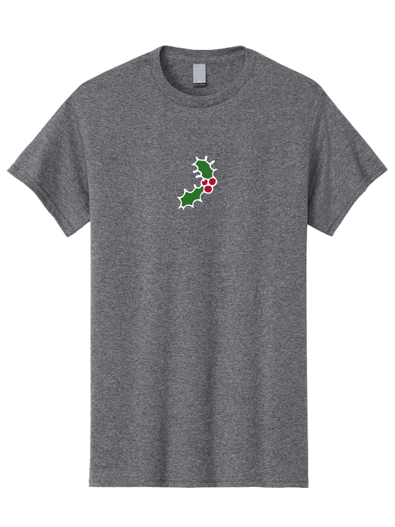 Holly-Leaves Men'S Graphic Tee, 100% Cotton, Comfortable Casual Summer Wear, Machine Washable, Holly Leaves, Red Berries, Festive Decor, Christmas Symbol, Winter Theme, Holiday Decoration, Seasonal Graphic - Aaa936