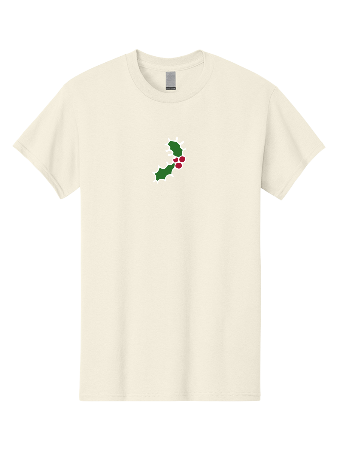 Holly-Leaves Men'S Graphic Tee, 100% Cotton, Comfortable Casual Summer Wear, Machine Washable, Holly Leaves, Red Berries, Festive Decor, Christmas Symbol, Winter Theme, Holiday Decoration, Seasonal Graphic - Aaa936