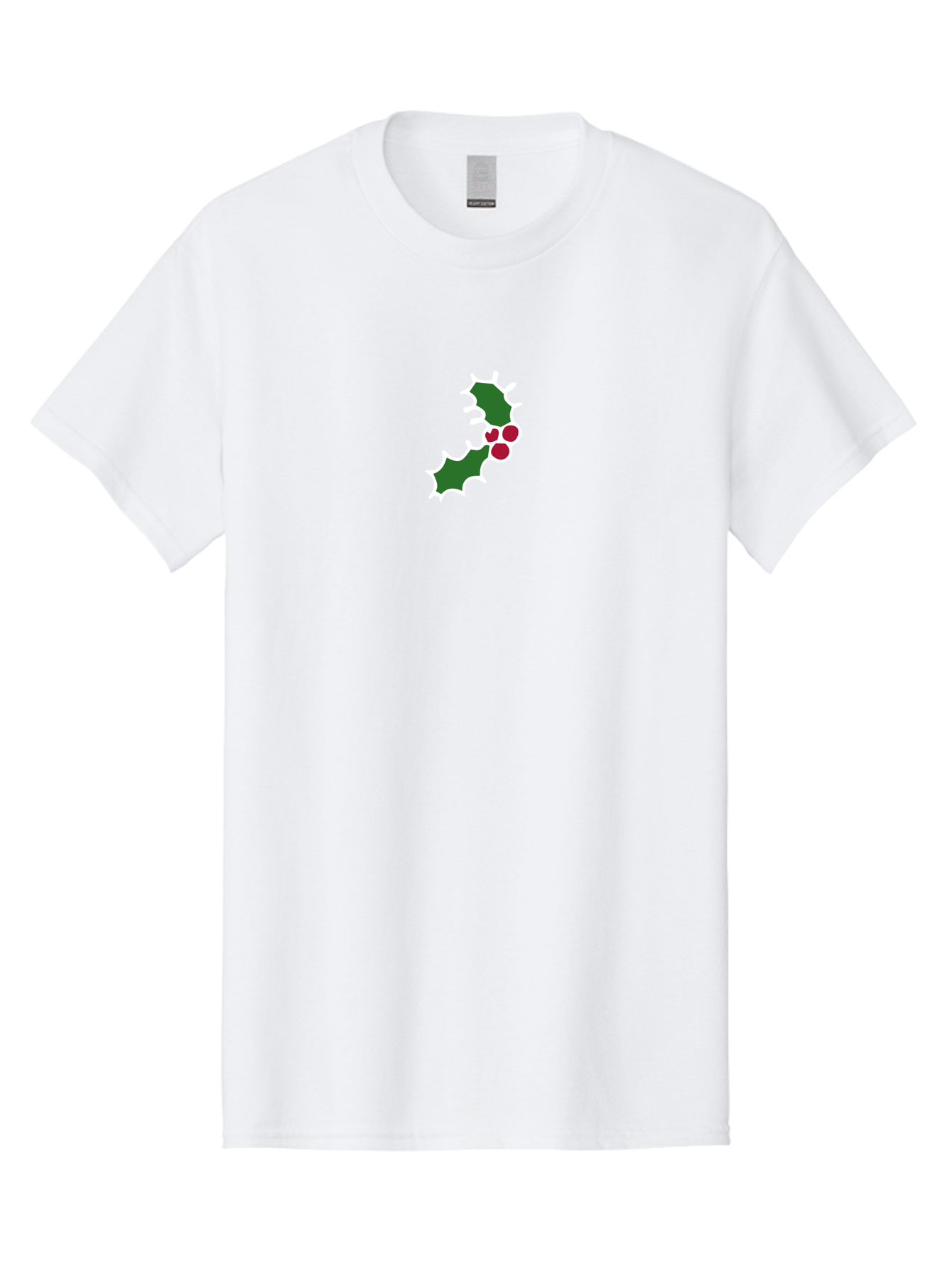 Holly-Leaves Men'S Graphic Tee, 100% Cotton, Comfortable Casual Summer Wear, Machine Washable, Holly Leaves, Red Berries, Festive Decor, Christmas Symbol, Winter Theme, Holiday Decoration, Seasonal Graphic - Aaa936