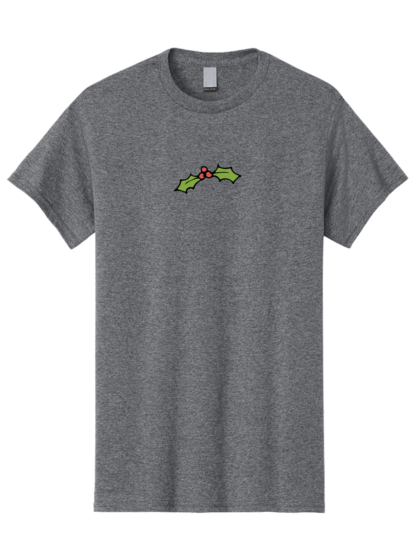 Holly Men'S Graphic Tee, 100% Cotton, Comfortable Casual Summer Wear, Machine Washable, Holiday Decor, Christmas Foliage, Festive Holly, Christmas Decoration, Red Berries, Green Leaves, Festive Atmosphere, Winter Wonderland - Aaa938