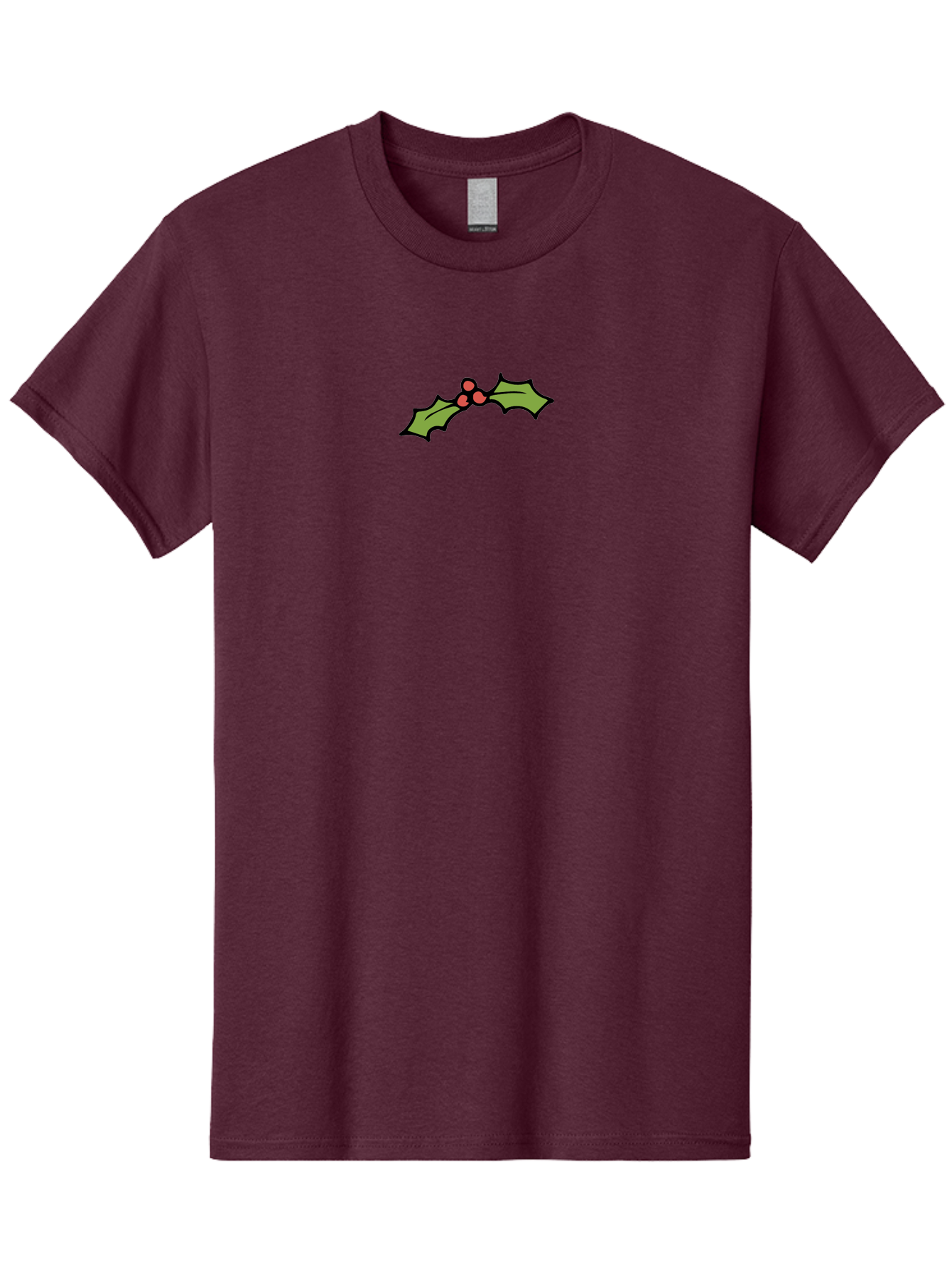 Holly Men'S Graphic Tee, 100% Cotton, Comfortable Casual Summer Wear, Machine Washable, Holiday Decor, Christmas Foliage, Festive Holly, Christmas Decoration, Red Berries, Green Leaves, Festive Atmosphere, Winter Wonderland - Aaa938