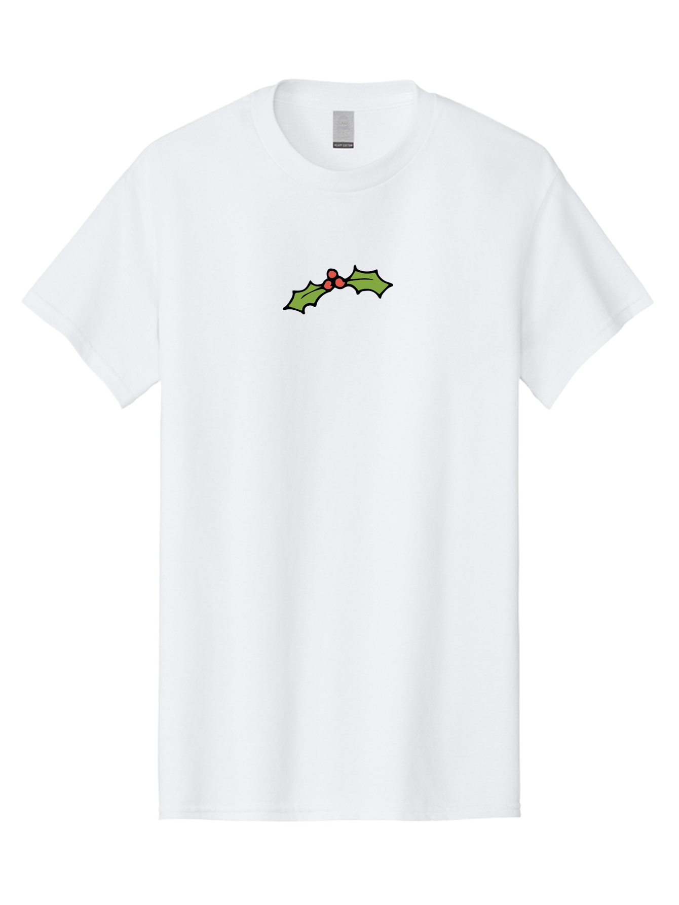 Holly Men'S Graphic Tee, 100% Cotton, Comfortable Casual Summer Wear, Machine Washable, Holiday Decor, Christmas Foliage, Festive Holly, Christmas Decoration, Red Berries, Green Leaves, Festive Atmosphere, Winter Wonderland - Aaa938