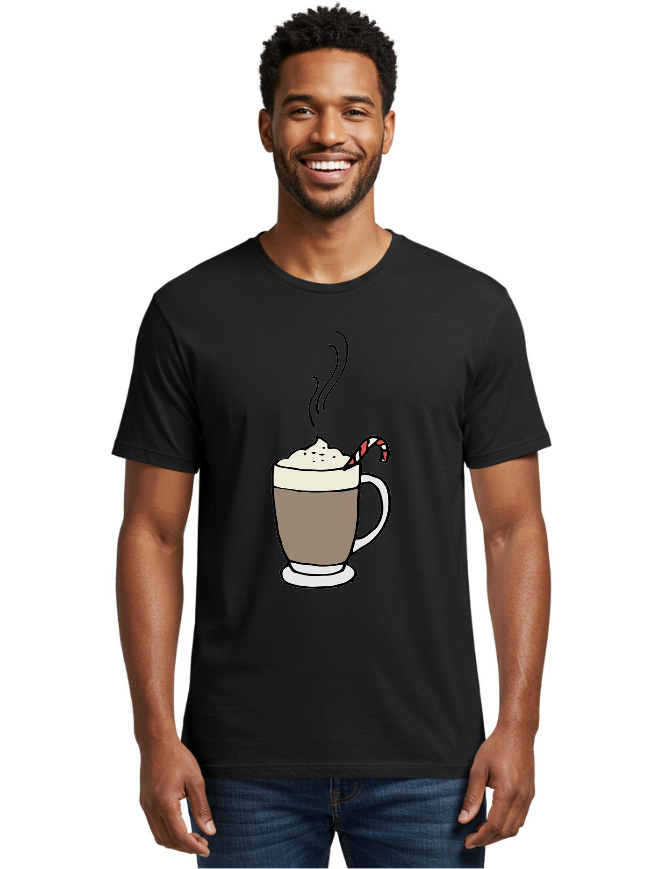 Hot-Chocolate-1 Men'S Graphic Tee, 100% Cotton, Comfortable Casual Summer Wear, Machine Washable, Hot Chocolate, Whipped Cream, Candy Cane, Holiday Drink, Sweet Treat, Festive Beverage, Marshmallow Topping, Chocolatey Goodness, - Aaa939