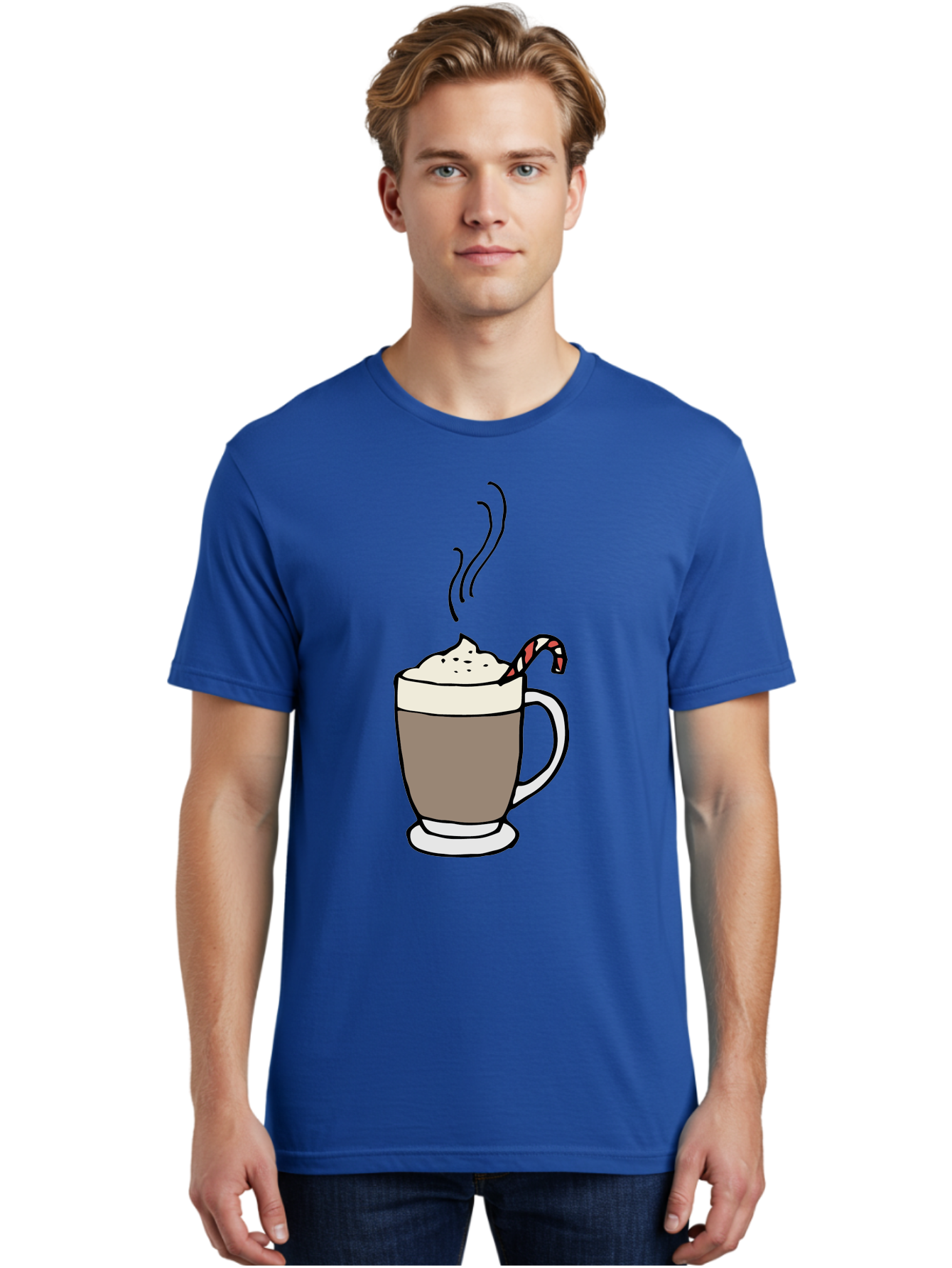 Hot-Chocolate-1 Men'S Graphic Tee, 100% Cotton, Comfortable Casual Summer Wear, Machine Washable, Hot Chocolate, Whipped Cream, Candy Cane, Holiday Drink, Sweet Treat, Festive Beverage, Marshmallow Topping, Chocolatey Goodness, - Aaa939