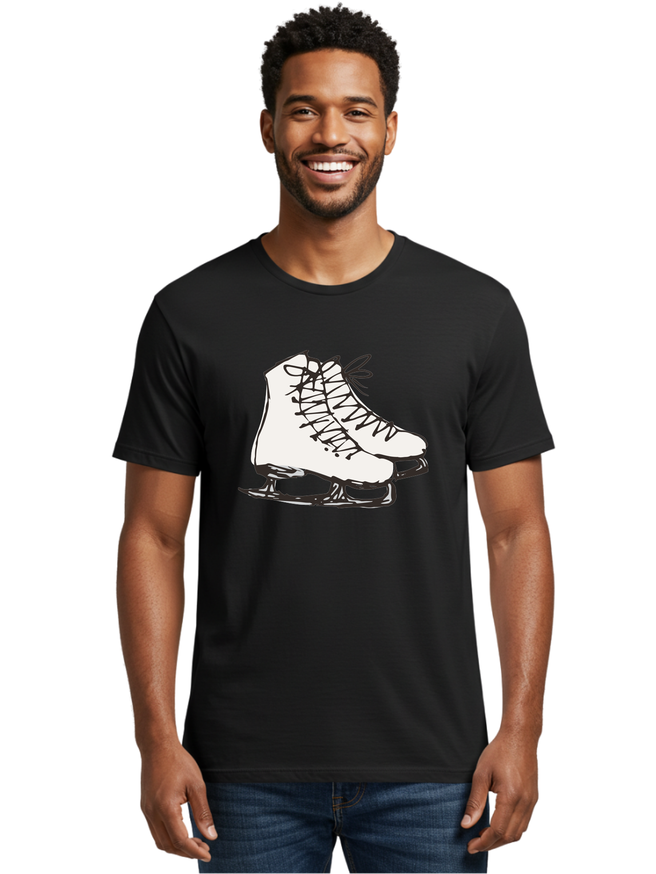 Ice-Skates-1 Men'S Graphic Tee, 100% Cotton, Comfortable Casual Summer Wear, Machine Washable, Ice Skates, Winter Sports, Figure Skating, Ice Skating, Laced Boots, Winter Fun, Cold Weather Activities, Frozen Rink - Aaa944