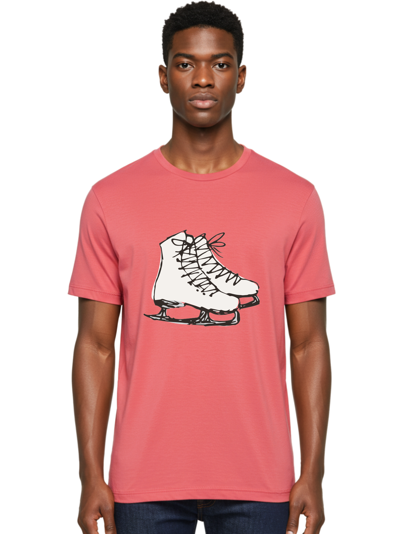 Ice-Skates-1 Men'S Graphic Tee, 100% Cotton, Comfortable Casual Summer Wear, Machine Washable, Ice Skates, Winter Sports, Figure Skating, Ice Skating, Laced Boots, Winter Fun, Cold Weather Activities, Frozen Rink - Aaa944