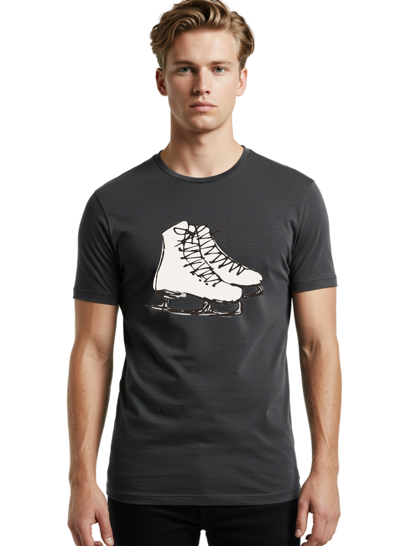 Ice-Skates-1 Men'S Graphic Tee, 100% Cotton, Comfortable Casual Summer Wear, Machine Washable, Ice Skates, Winter Sports, Figure Skating, Ice Skating, Laced Boots, Winter Fun, Cold Weather Activities, Frozen Rink - Aaa944