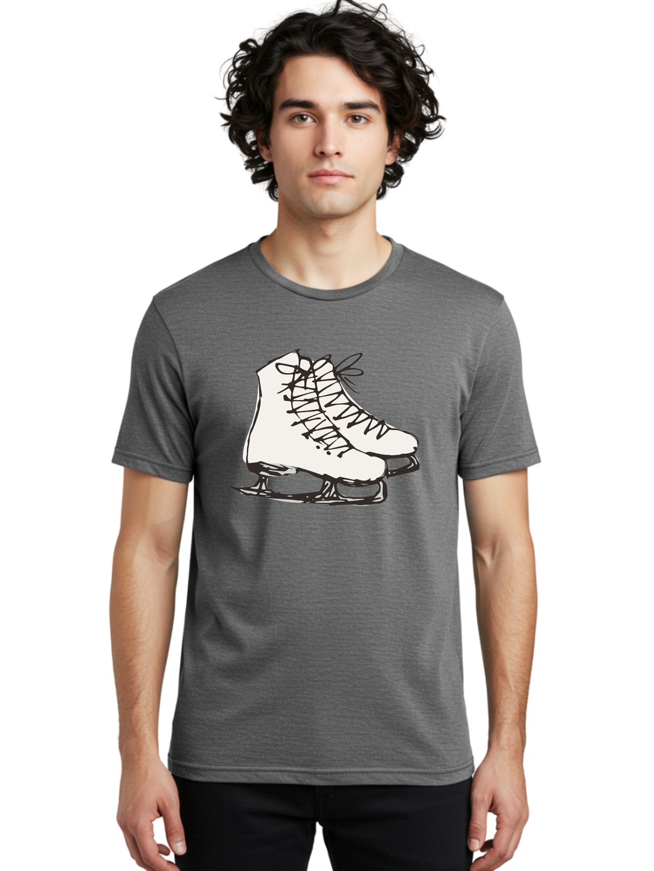 Ice-Skates-1 Men'S Graphic Tee, 100% Cotton, Comfortable Casual Summer Wear, Machine Washable, Ice Skates, Winter Sports, Figure Skating, Ice Skating, Laced Boots, Winter Fun, Cold Weather Activities, Frozen Rink - Aaa944