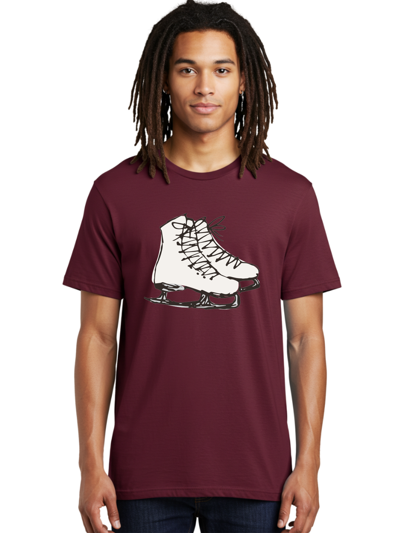 Ice-Skates-1 Men'S Graphic Tee, 100% Cotton, Comfortable Casual Summer Wear, Machine Washable, Ice Skates, Winter Sports, Figure Skating, Ice Skating, Laced Boots, Winter Fun, Cold Weather Activities, Frozen Rink - Aaa944