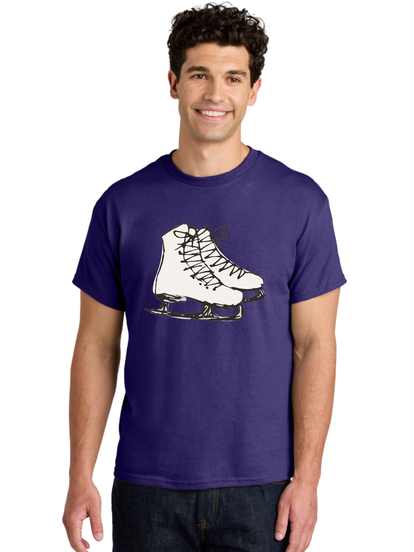 Ice-Skates-1 Men'S Graphic Tee, 100% Cotton, Comfortable Casual Summer Wear, Machine Washable, Ice Skates, Winter Sports, Figure Skating, Ice Skating, Laced Boots, Winter Fun, Cold Weather Activities, Frozen Rink - Aaa944
