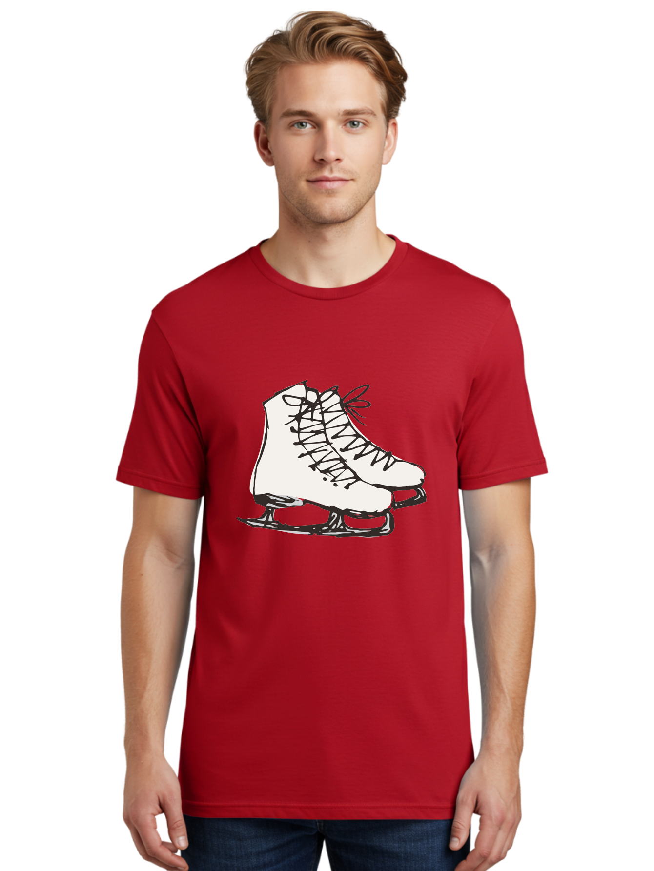 Ice-Skates-1 Men'S Graphic Tee, 100% Cotton, Comfortable Casual Summer Wear, Machine Washable, Ice Skates, Winter Sports, Figure Skating, Ice Skating, Laced Boots, Winter Fun, Cold Weather Activities, Frozen Rink - Aaa944