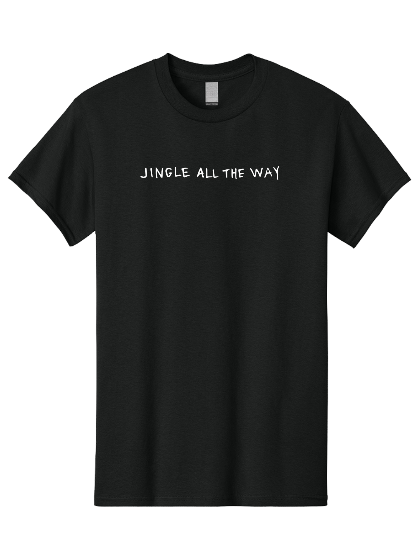 Jingle-All-The-Way Men'S Graphic Tee, 100% Cotton, Comfortable Casual Summer Wear, Machine Washable, Holiday Phrase, Festive Cheer, Christmas Song, Jingle All The Way, Winter Season, Fun Phrase, Playful Text, Joyful Message - Aaa948