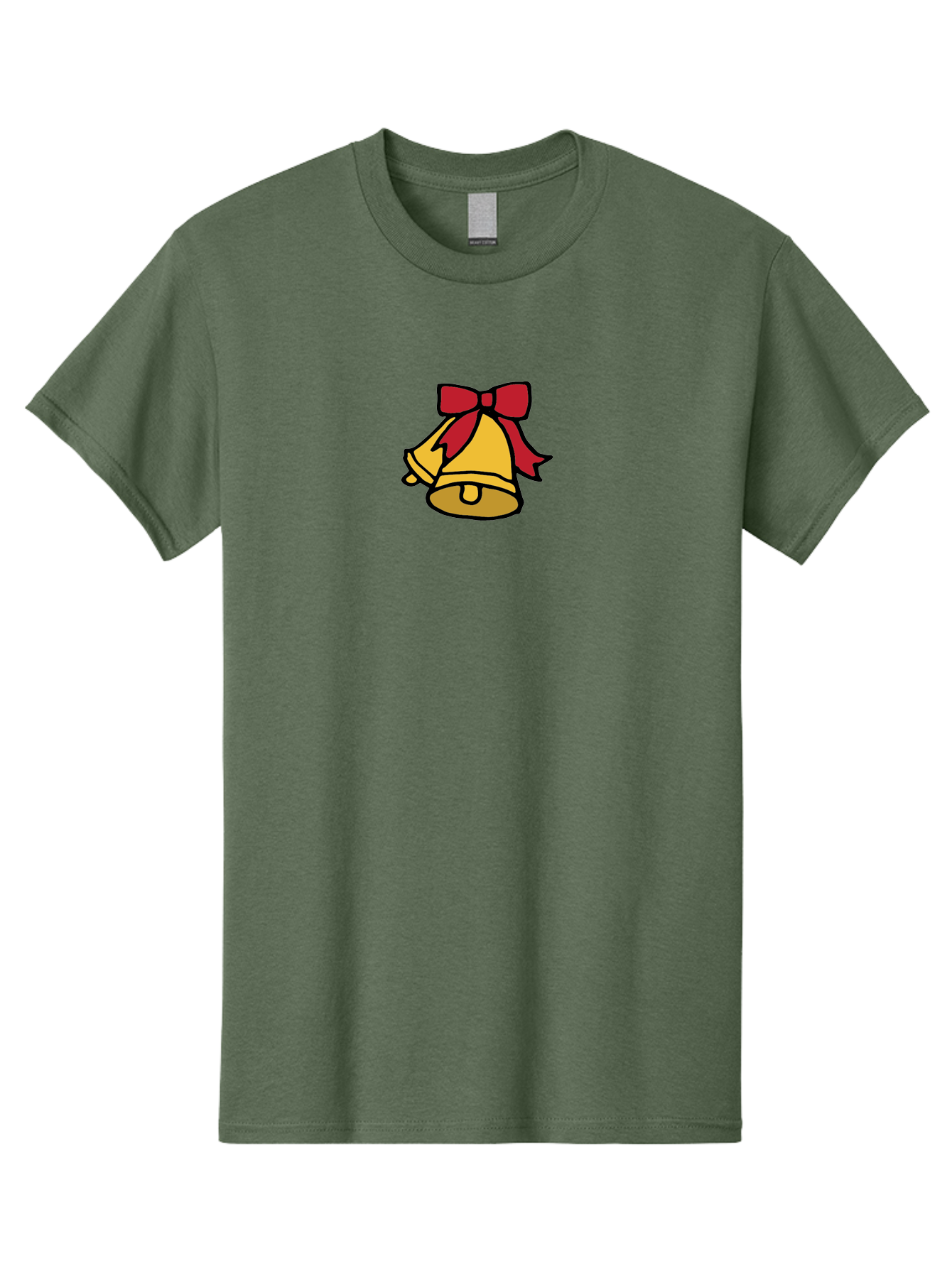 Jingle-Bells-1 Men'S Graphic Tee, 100% Cotton, Comfortable Casual Summer Wear, Machine Washable, Christmas Bells, Festive Decorations, Holiday Cheer, Joyful Sounds, Celebratory Atmosphere, Red Ribbon, Golden Bells, Christmas Celebration - Aaa949