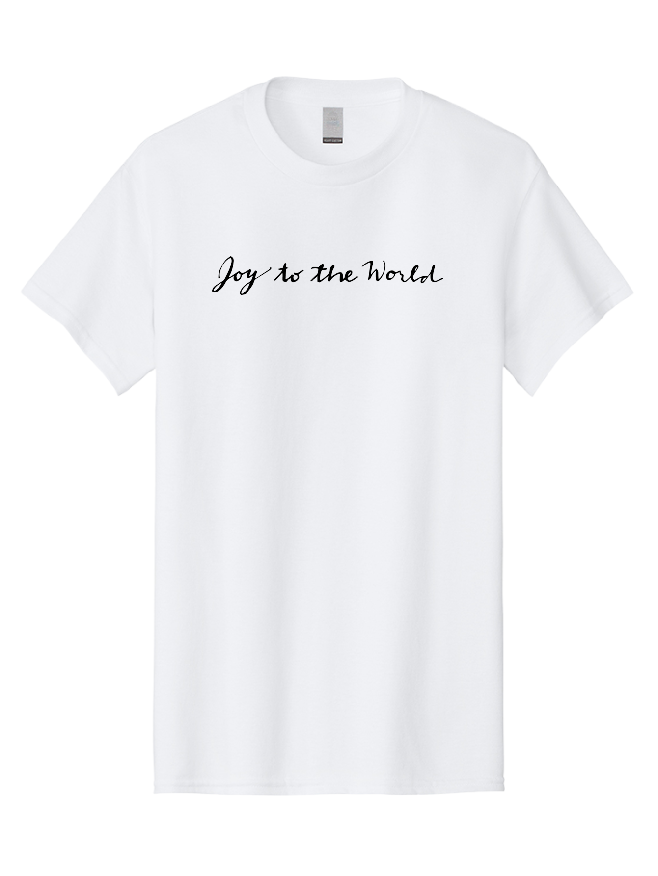 Joy-To-The-World-1 Men'S Graphic Tee, 100% Cotton, Comfortable Casual Summer Wear, Machine Washable, Holiday Greeting, Christmas Message, Festive Phrase, Joyful Sentiment, Celebratory Text, Black Cursive Font, Inspirational Quote - Aaa953