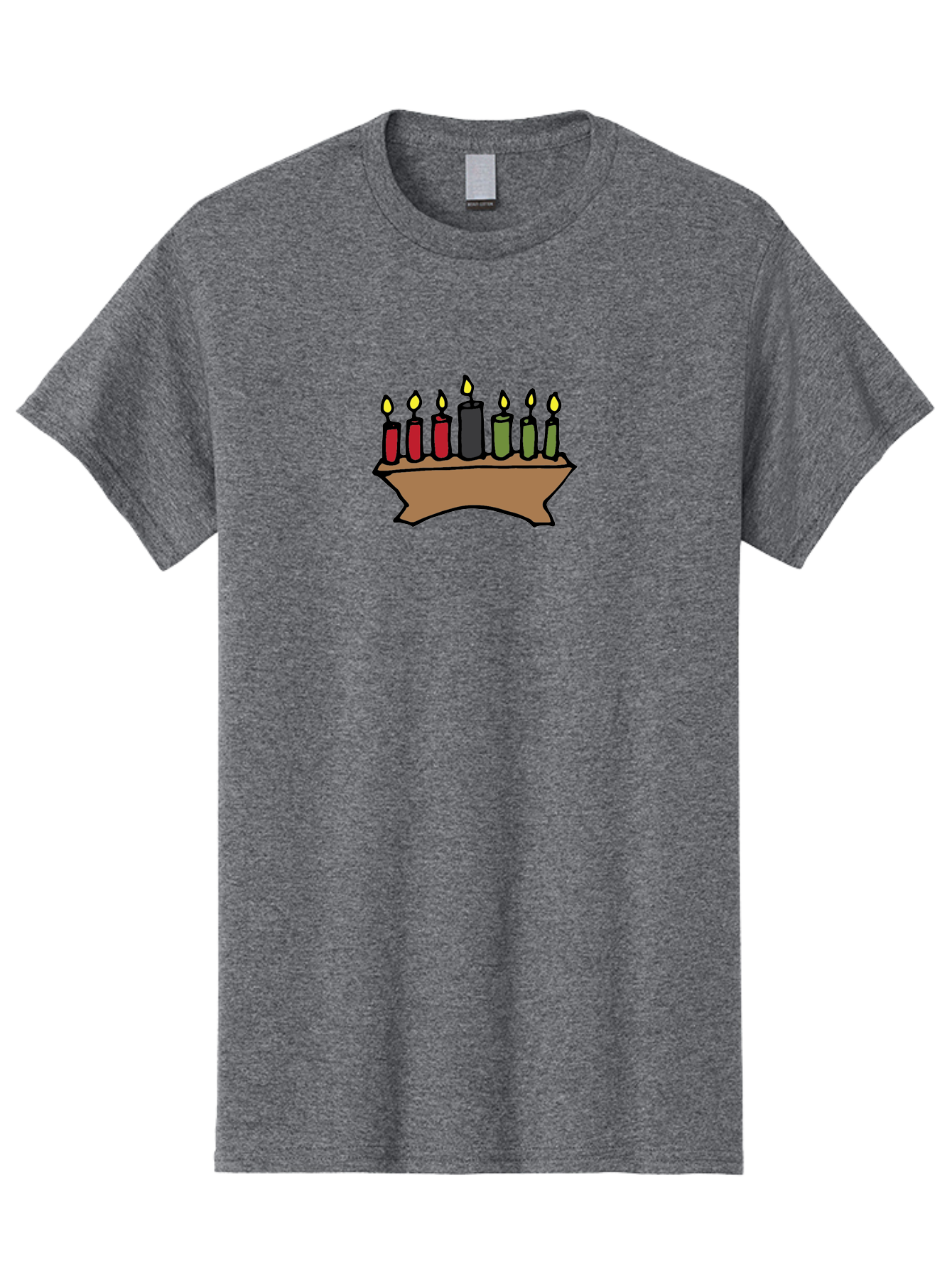 Kwanzaa-Kinara Men'S Graphic Tee, 100% Cotton, Comfortable Casual Summer Wear, Machine Washable, Kwanzaa Kinara With Seven Candles, Red, Black, Green Candles, Lit Flames, African Heritage, Cultural Celebration, Traditional Symbols, - Aaa958