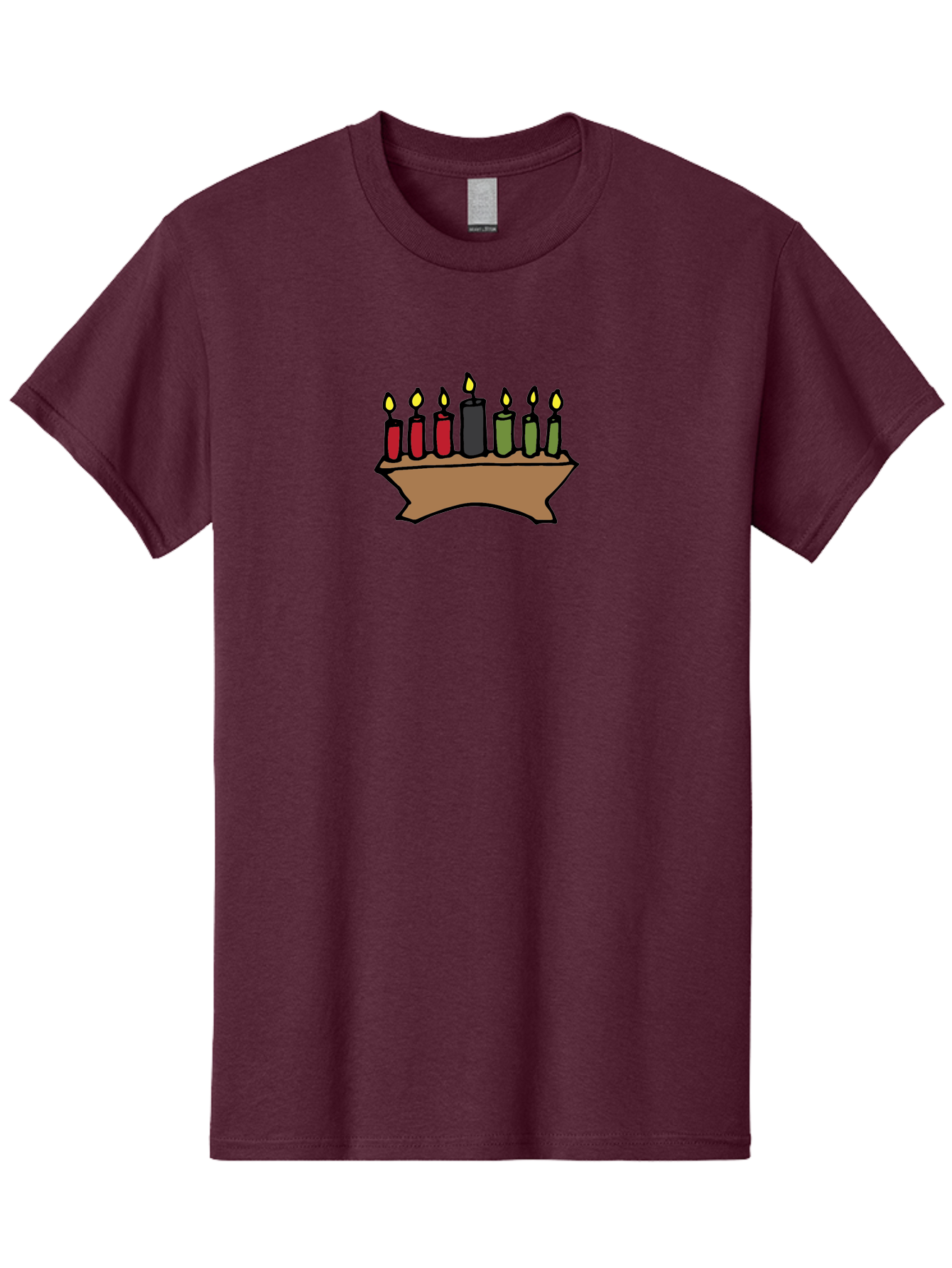 Kwanzaa-Kinara Men'S Graphic Tee, 100% Cotton, Comfortable Casual Summer Wear, Machine Washable, Kwanzaa Kinara With Seven Candles, Red, Black, Green Candles, Lit Flames, African Heritage, Cultural Celebration, Traditional Symbols, - Aaa958