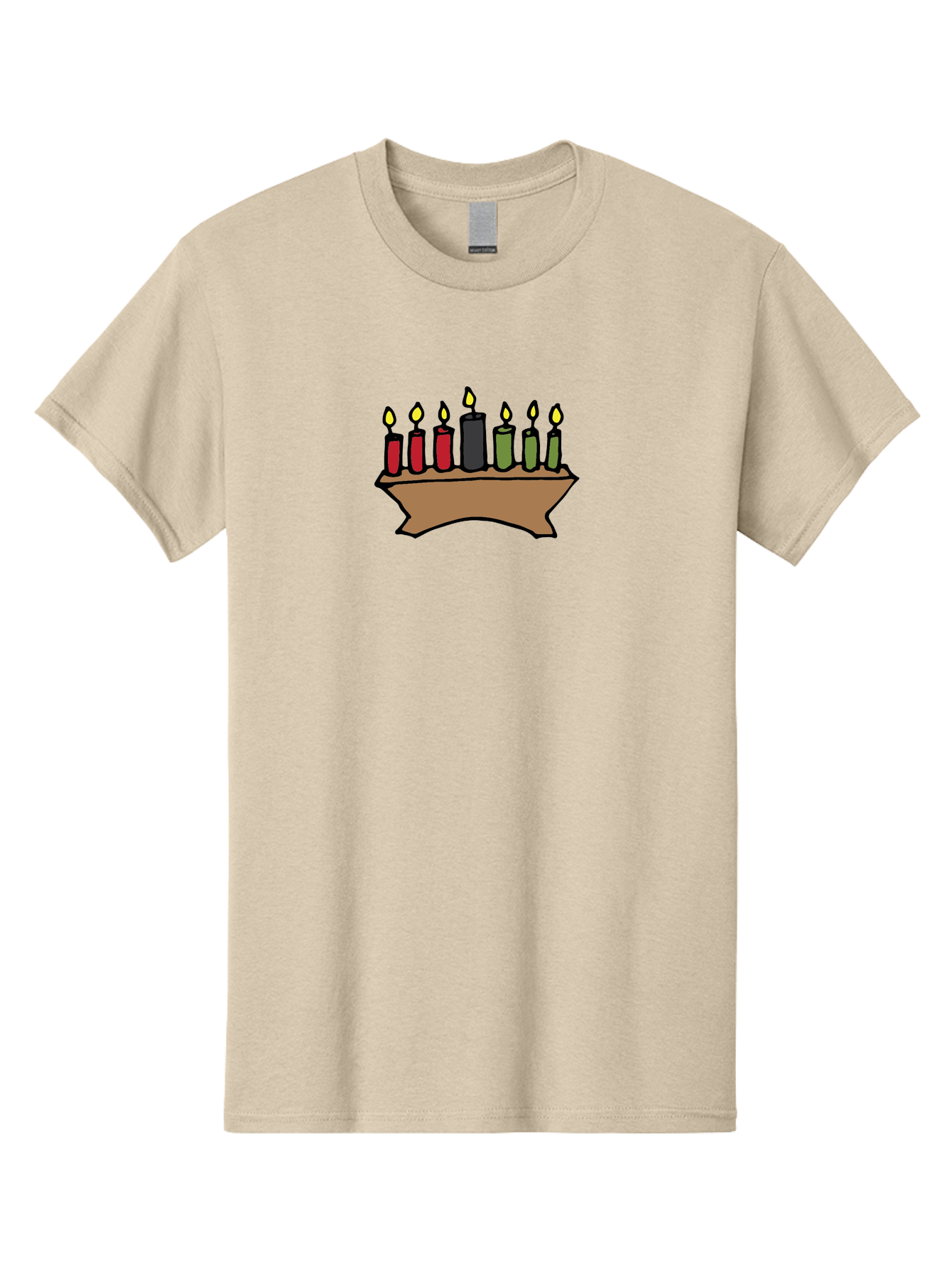 Kwanzaa-Kinara Men'S Graphic Tee, 100% Cotton, Comfortable Casual Summer Wear, Machine Washable, Kwanzaa Kinara With Seven Candles, Red, Black, Green Candles, Lit Flames, African Heritage, Cultural Celebration, Traditional Symbols, - Aaa958