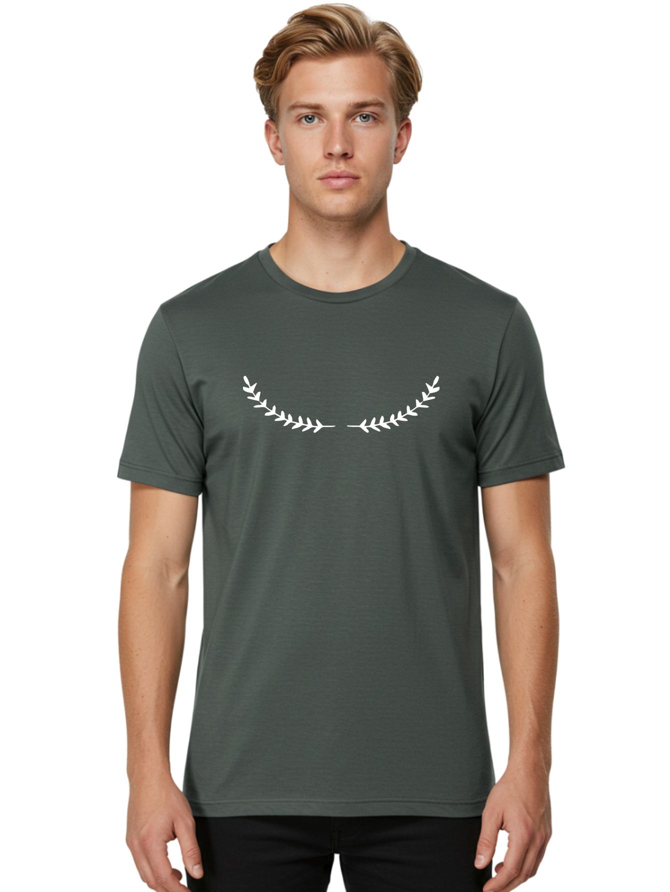 Laurel-Wreath-1 Men'S Graphic Tee, 100% Cotton, Comfortable Casual Summer Wear, Machine Washable, Laurel Wreath, White Laurel, Laurel Leaves, Victory Symbol, Achievement Icon, Minimalist Design, Simple Laurel Wreath - Aaa959